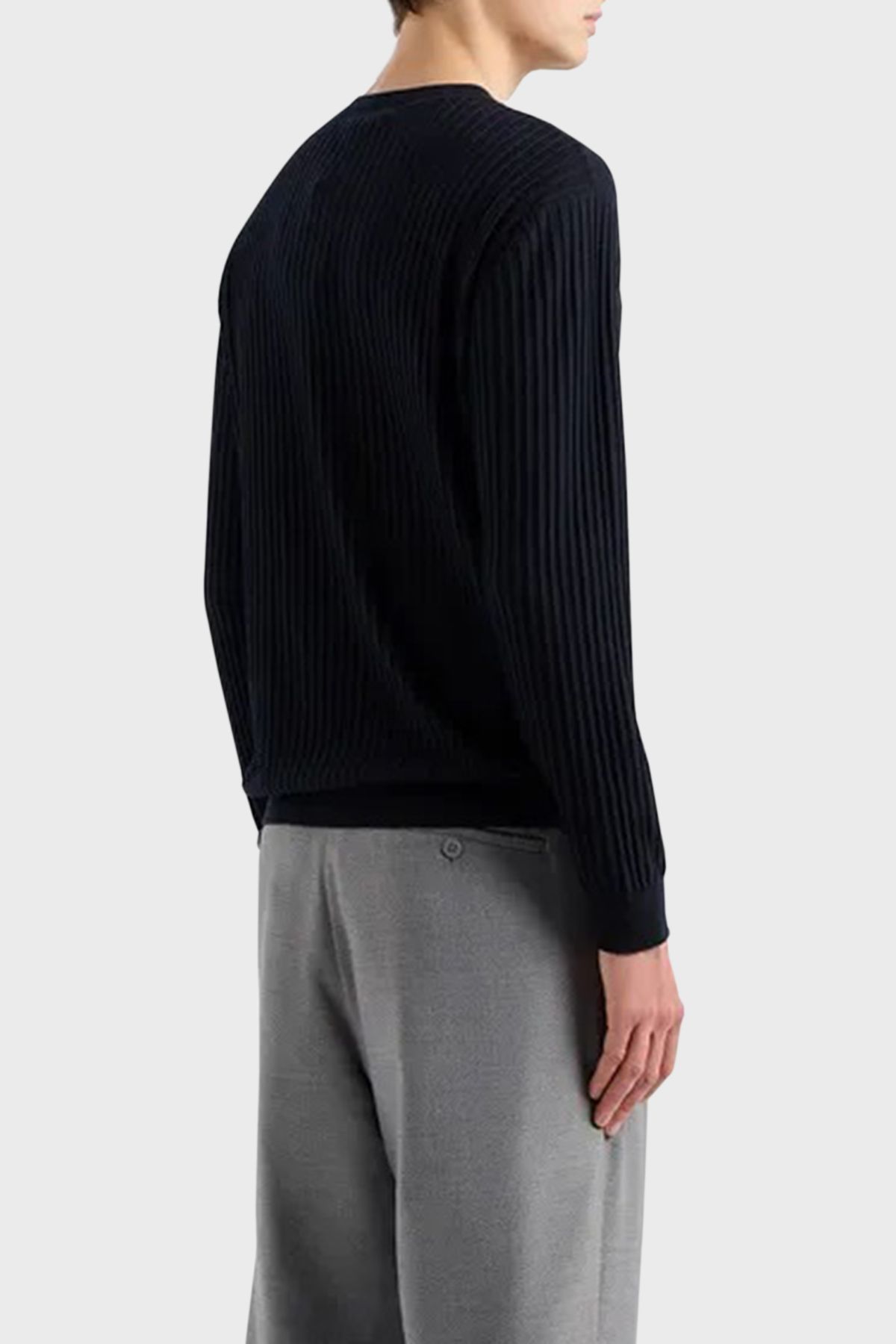 لوگو ژاکت باریک پشمی ژاکت مردانه EM000130 AF10460 UB118 Emporio Armani