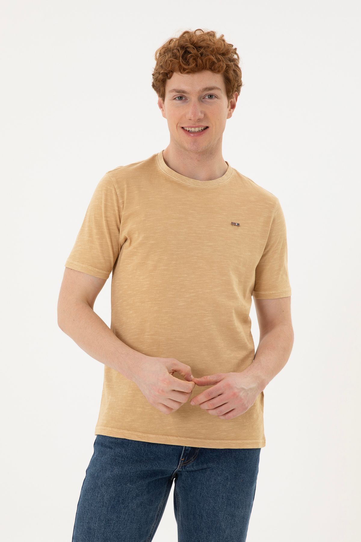 BASE. تی شرت اسپرت یقه مردانه یقه دار مدل شسته G081GL011.000.1855048 MUST U.S. Polo Assn.