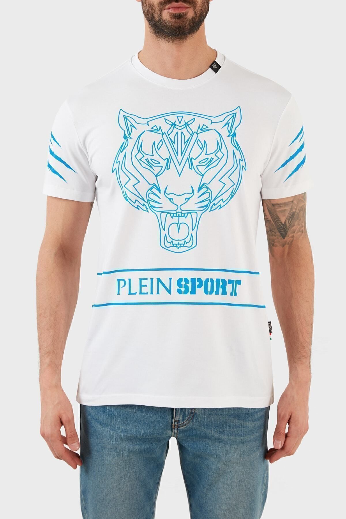 نشان تی شرت مردانه تی شرت نخی یقه خدمه Tips102ıt01 Plein Sport
