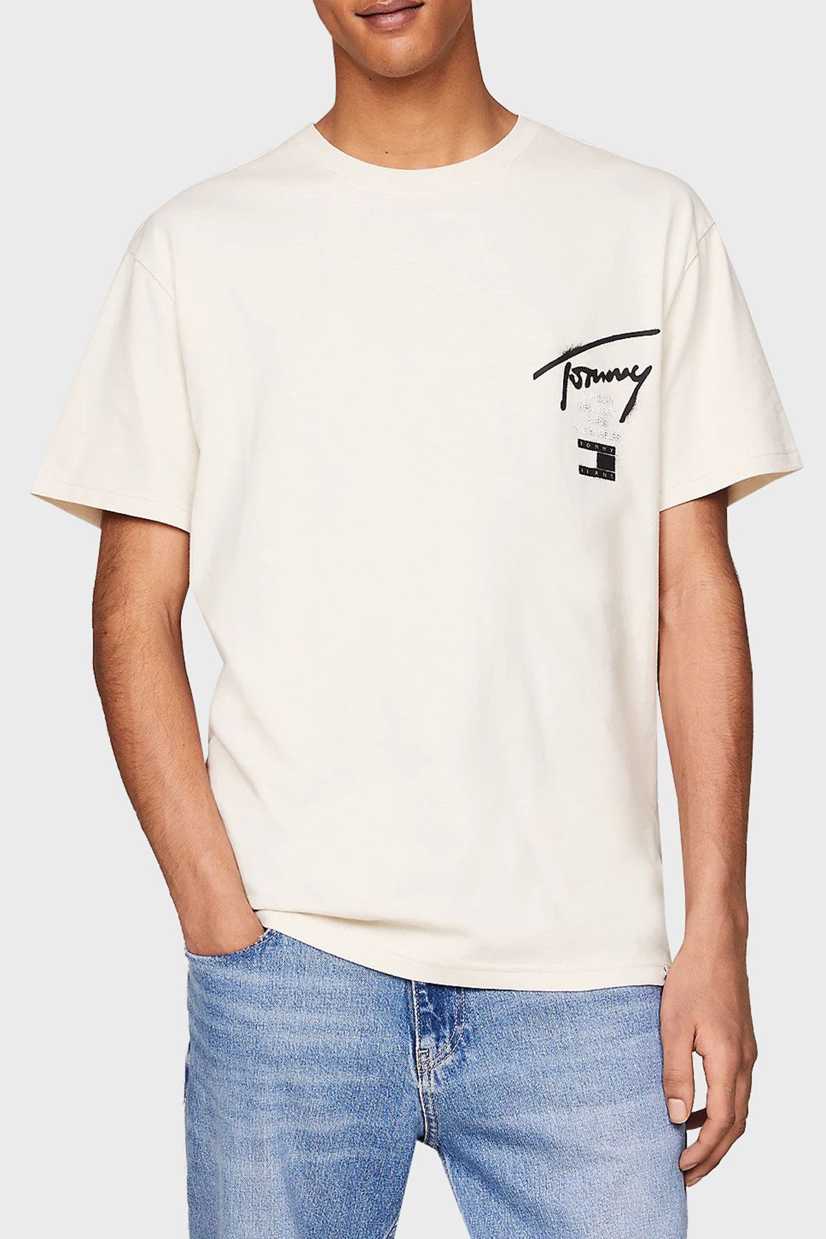 تی شرت نود مردانه دوچرخه پنبه ای Yaka T پیراهن DM0DM18529 ACG Tommy Jeans