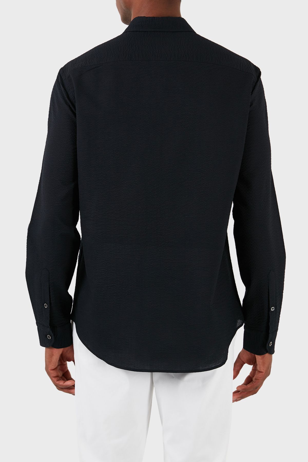 پیراهن مردانه Seersucker با تناسب معمولی نخی E31SM0 F1336 999 Emporio Armani