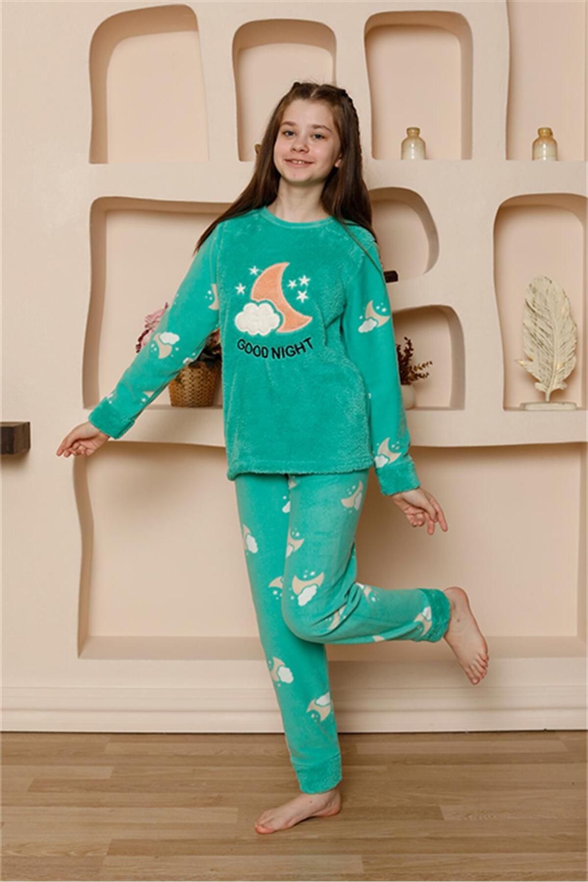 Akbeniz-Set de pijamale pentru fete WelSoft Polar Green - 20526 2