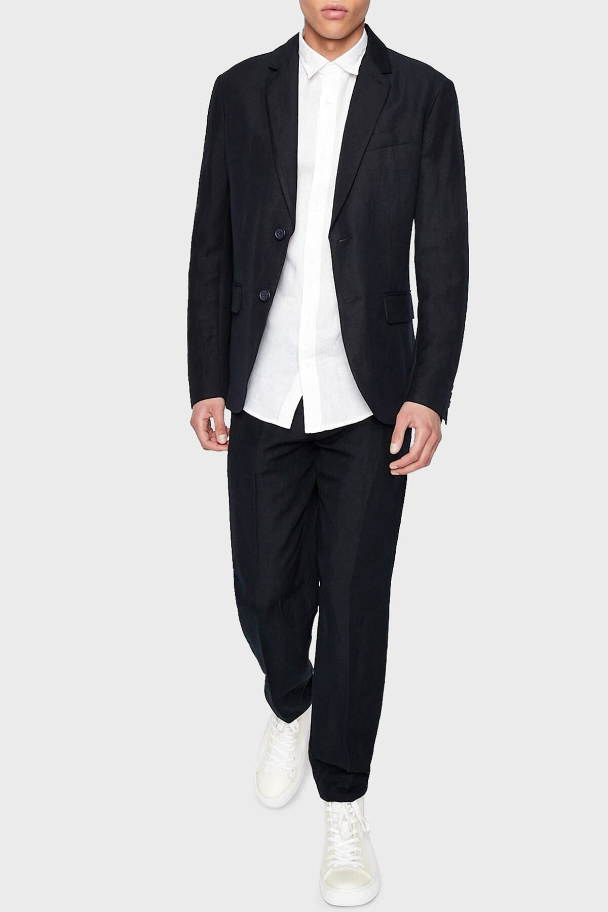 Armani Exchange-قميص رجالي من الكتان 100% بقصة عادية 8nzc50 Zncfz 1100 4