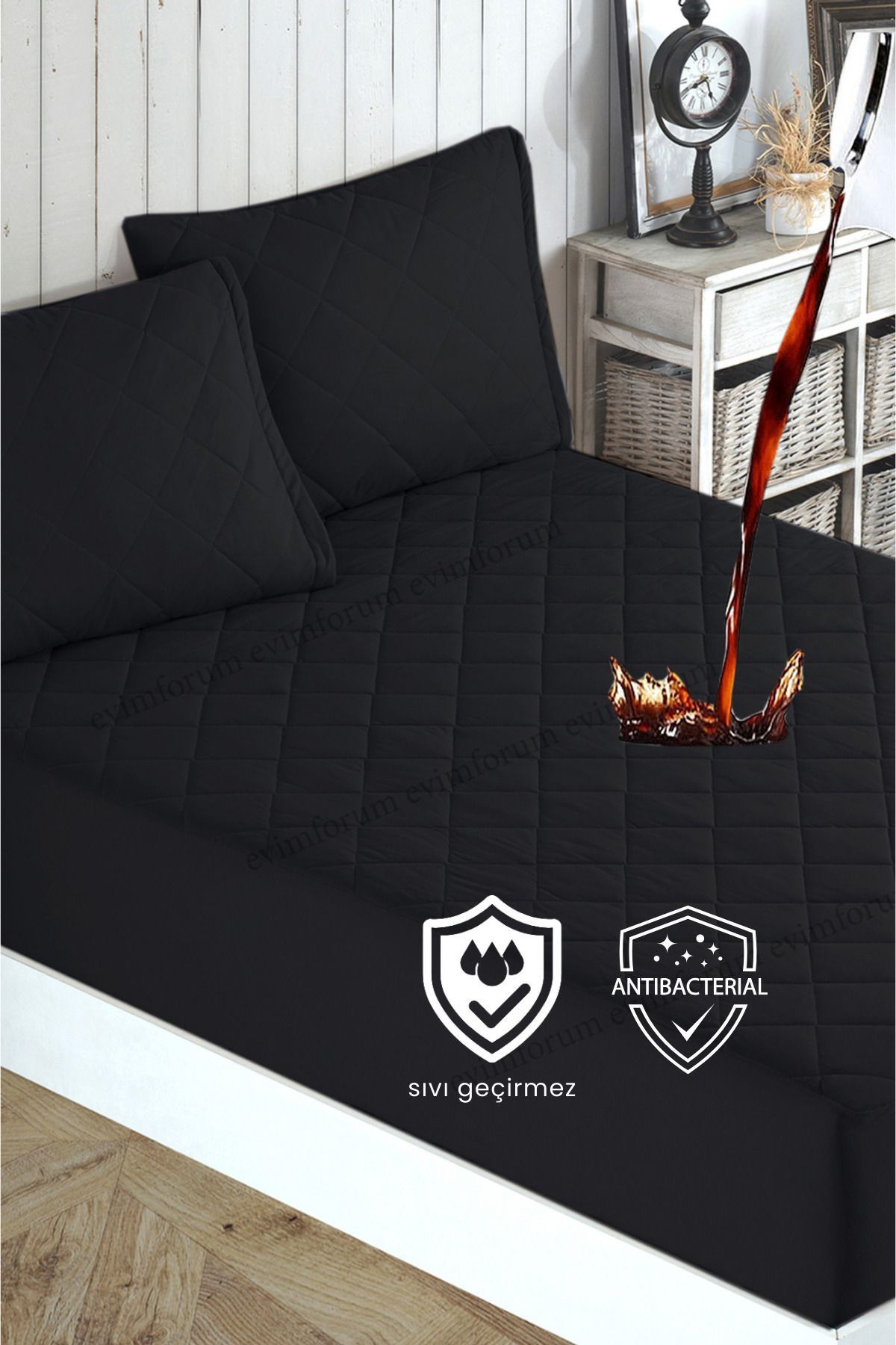 Formeya-Adelya Black Quilted - Folyadékálló matrac (16 méret) 1