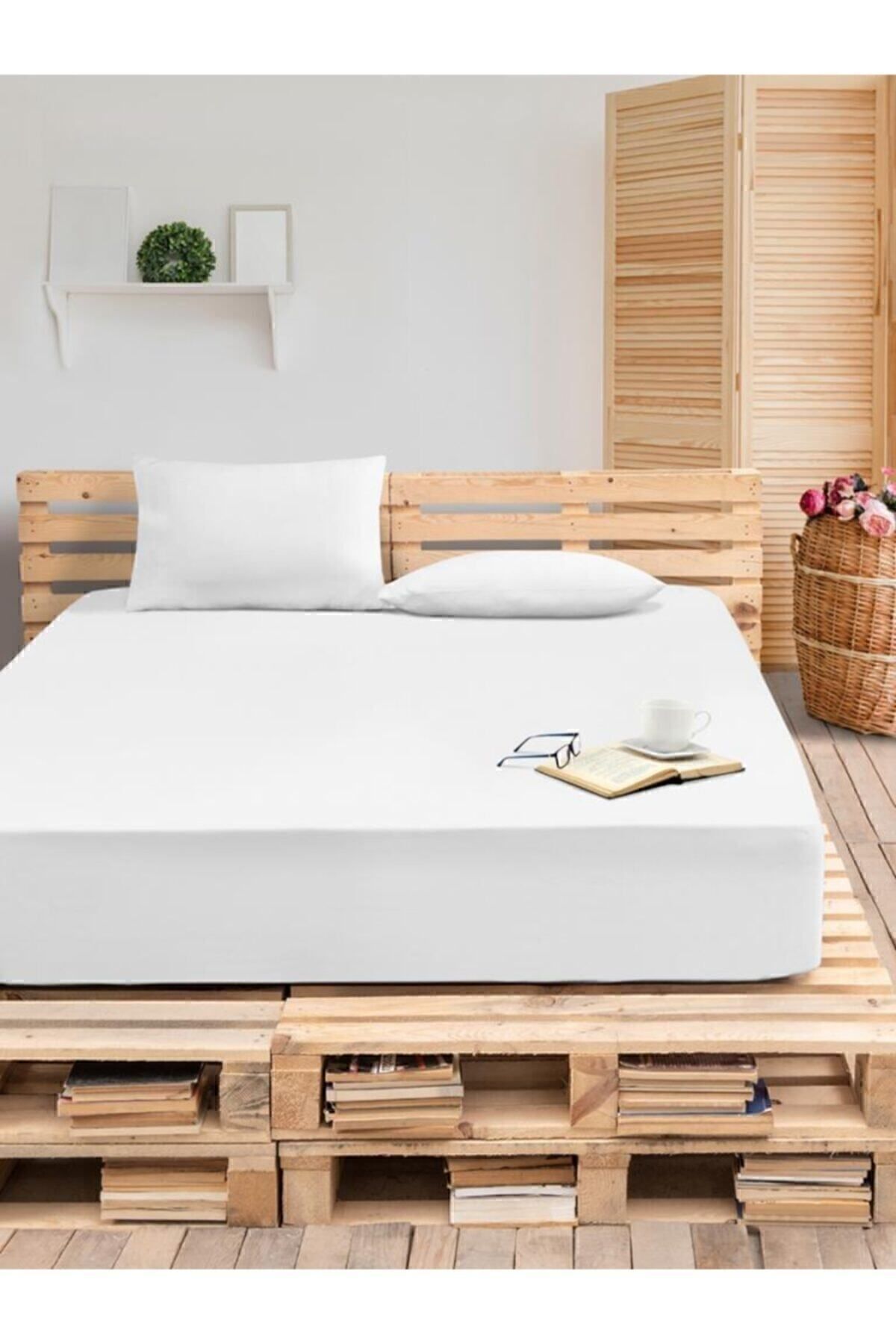 ست ملحفه دو نفره سفید Ranforce ورق های تایر دوتایی 160x200 سانتی متر Karna Home