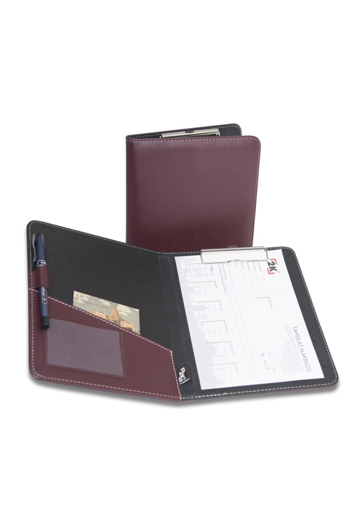 2K A5 Suni Deri Kapaklı Sekreter Blok Tablası Bordo Sadece A5 Ebat Evraklar Için Uygundur !!!