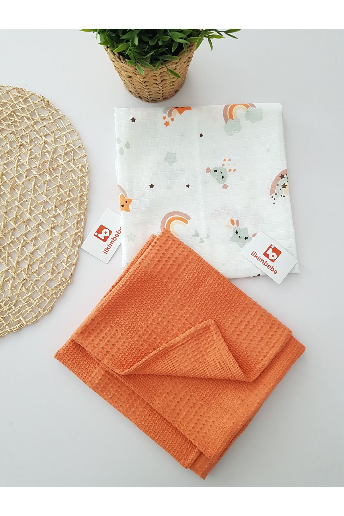 ib ilkimbebe Gökkuşağı Müslin Pike 2li Battaniye fotoğrafı 4 (önizleme)