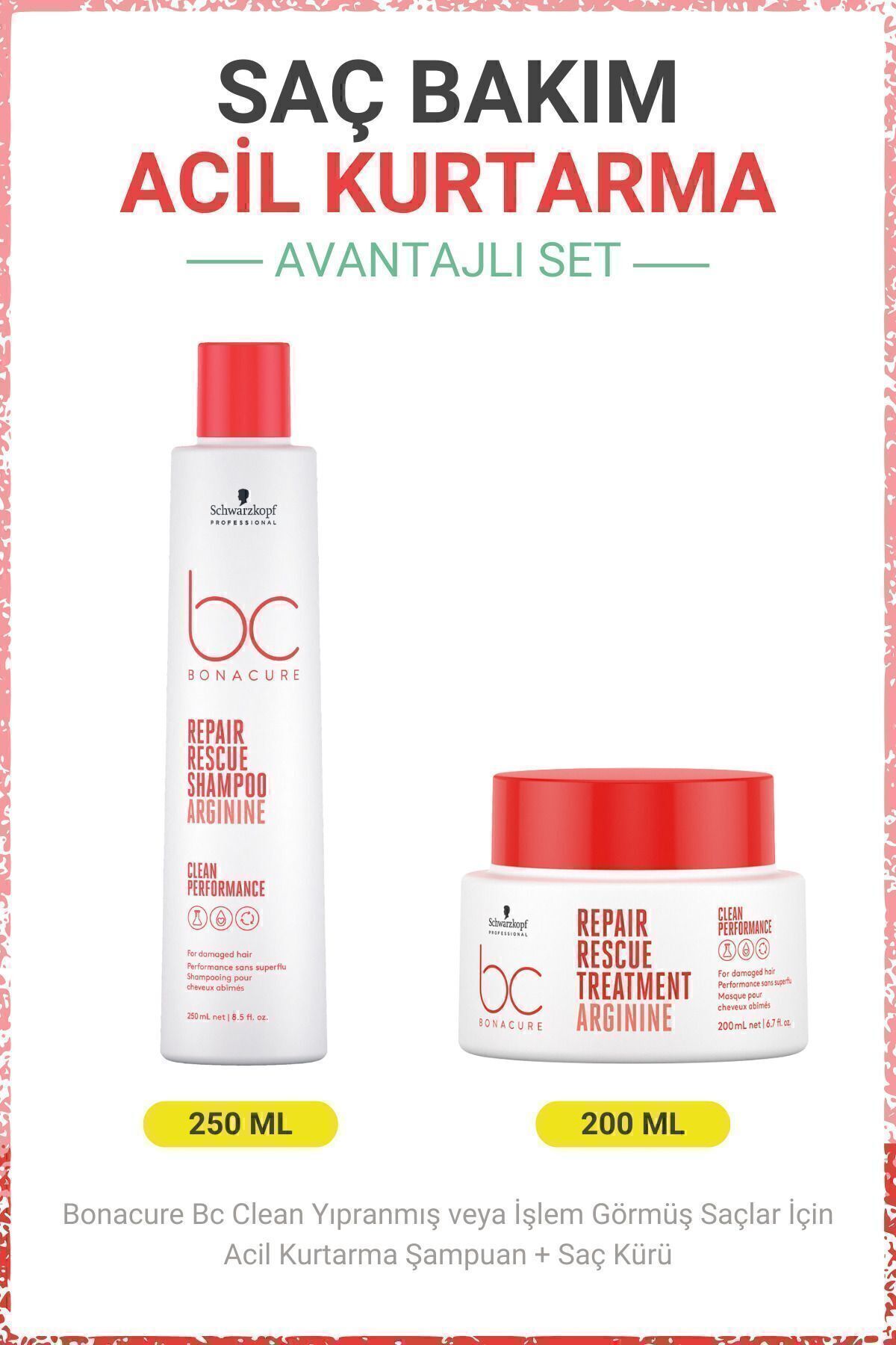 شامپو + نرم کننده اورژانس BC Clean - برای موهای آسیب دیده یا درمان شده Bonacure