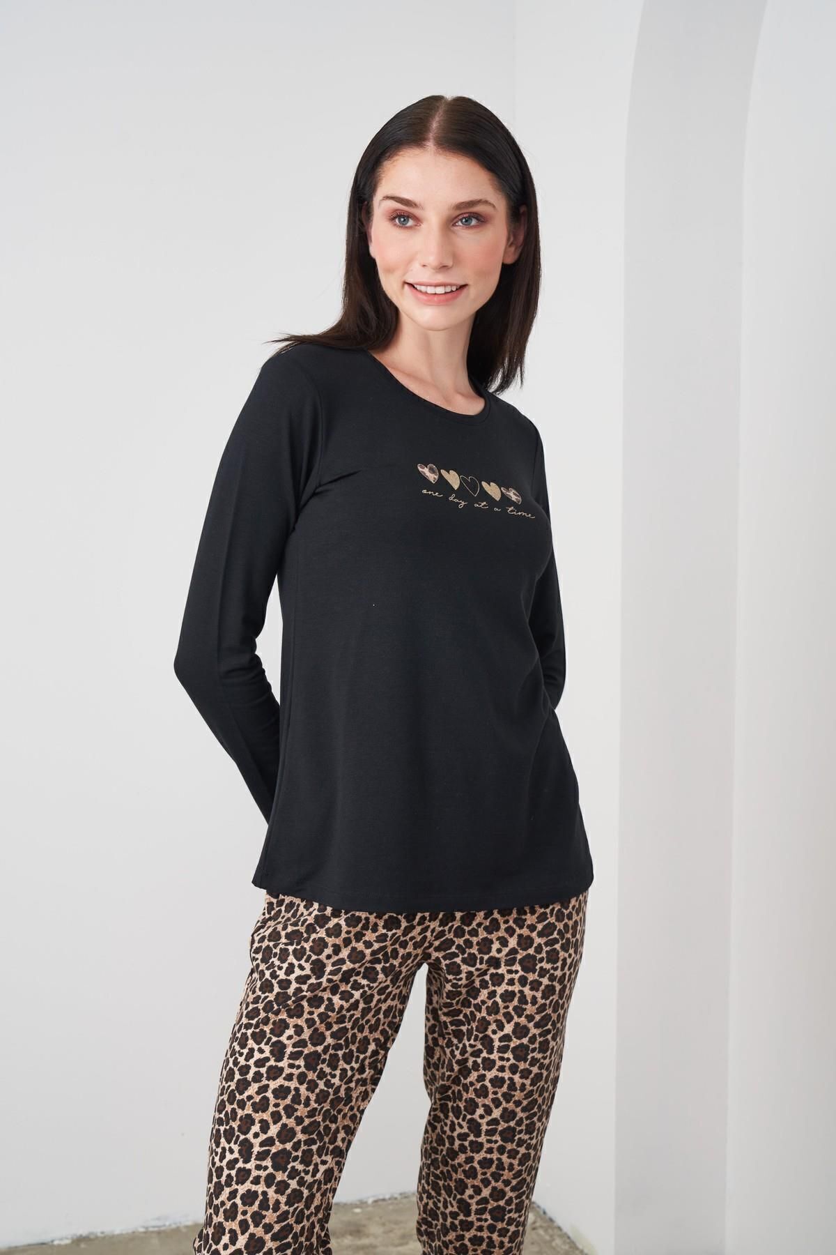 PJS-24513 Women's Leopard Pattern Pajama Set 4