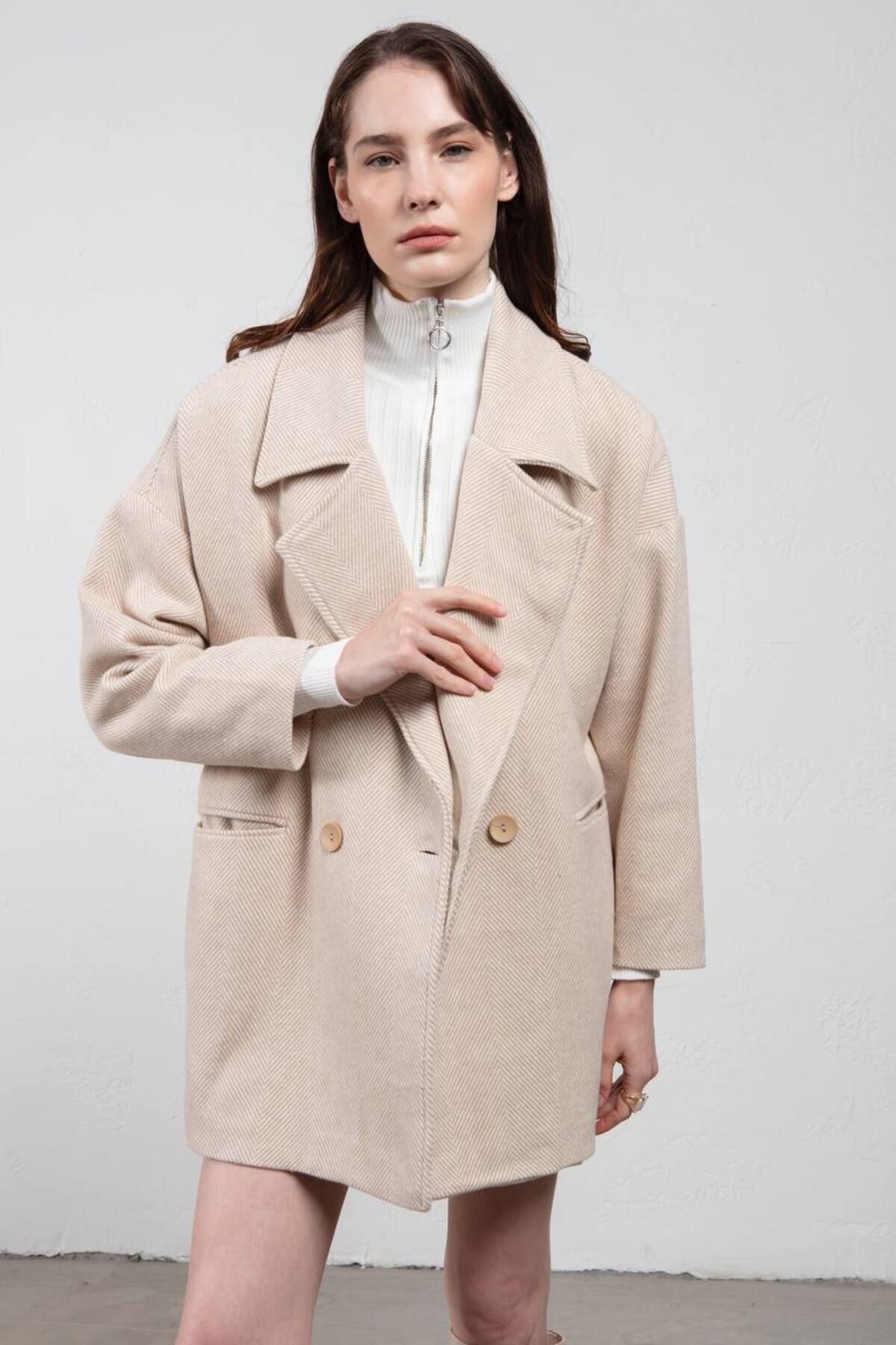 My Blog-Stone Herringbone Oversize Short Coat 4
