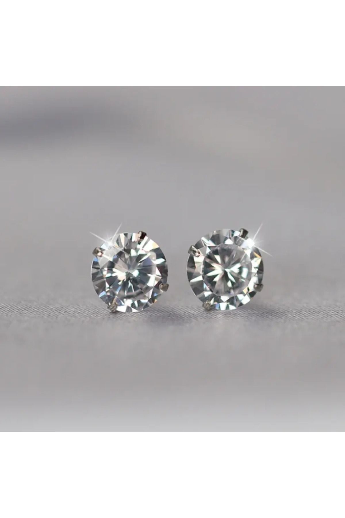 925 Ayar Gümüş Damgalı (2 ÇİFT) Zirkon Taşlı Yuvarlak Küpe( 3mm-5mm) 4