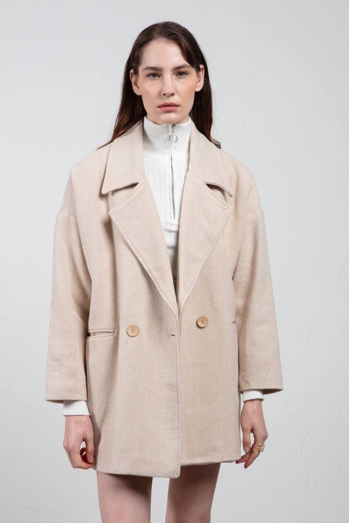 My Blog-Stone Herringbone Oversize Short Coat 1