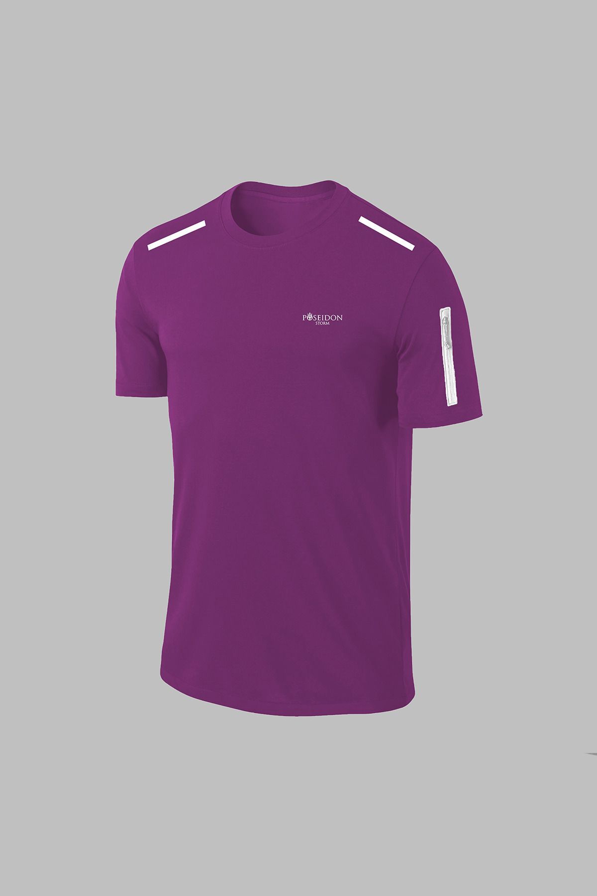POSEIDON STORM-Лилава мъжка тениска Dri-Fit Plus Size - с кръгло деколте, къс ръкав (4XL-10XL) 1