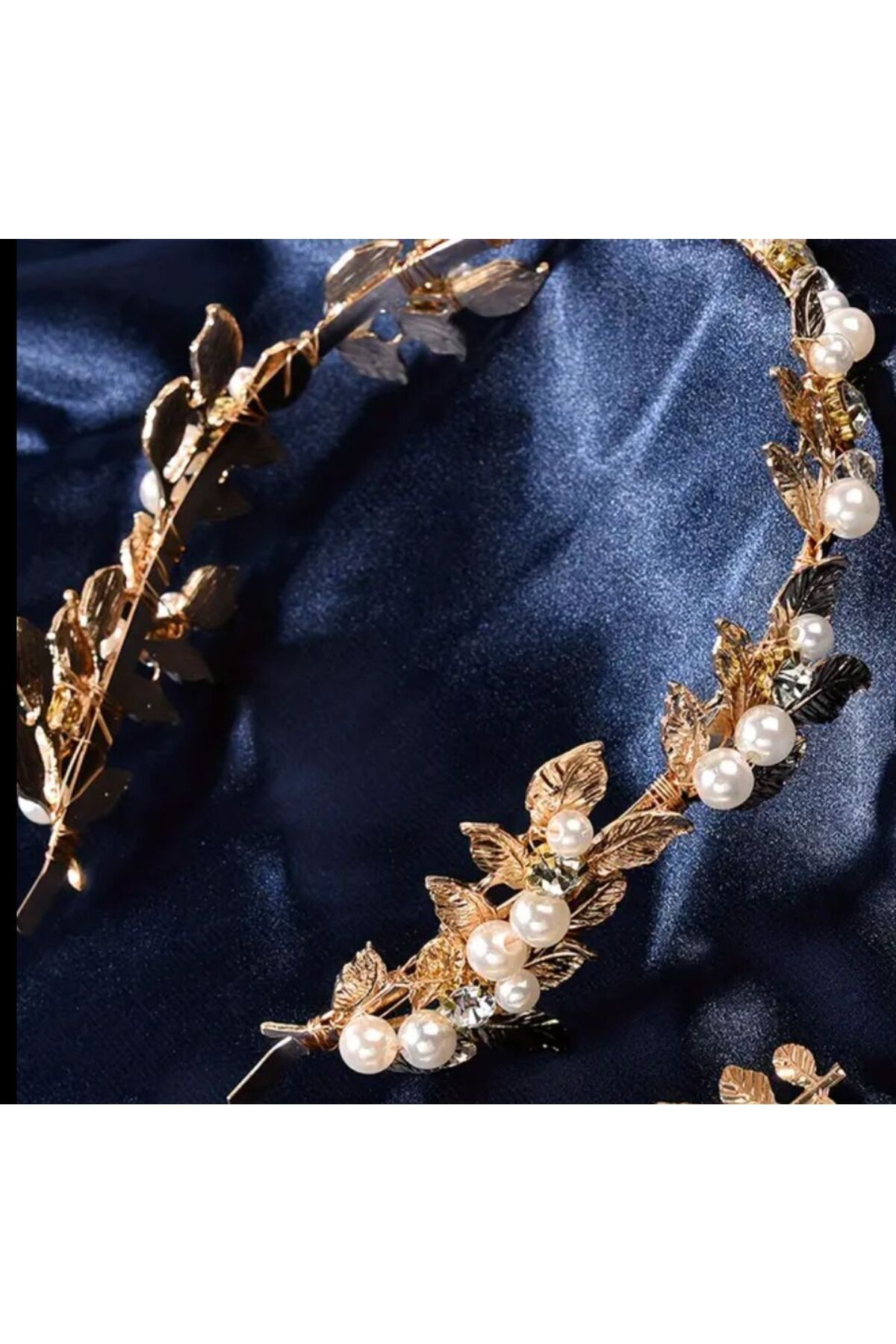 TEMU-Henna Wedding Bridal Crown Gold Pearl Vintage Leaf Pattern Hair Clip 4