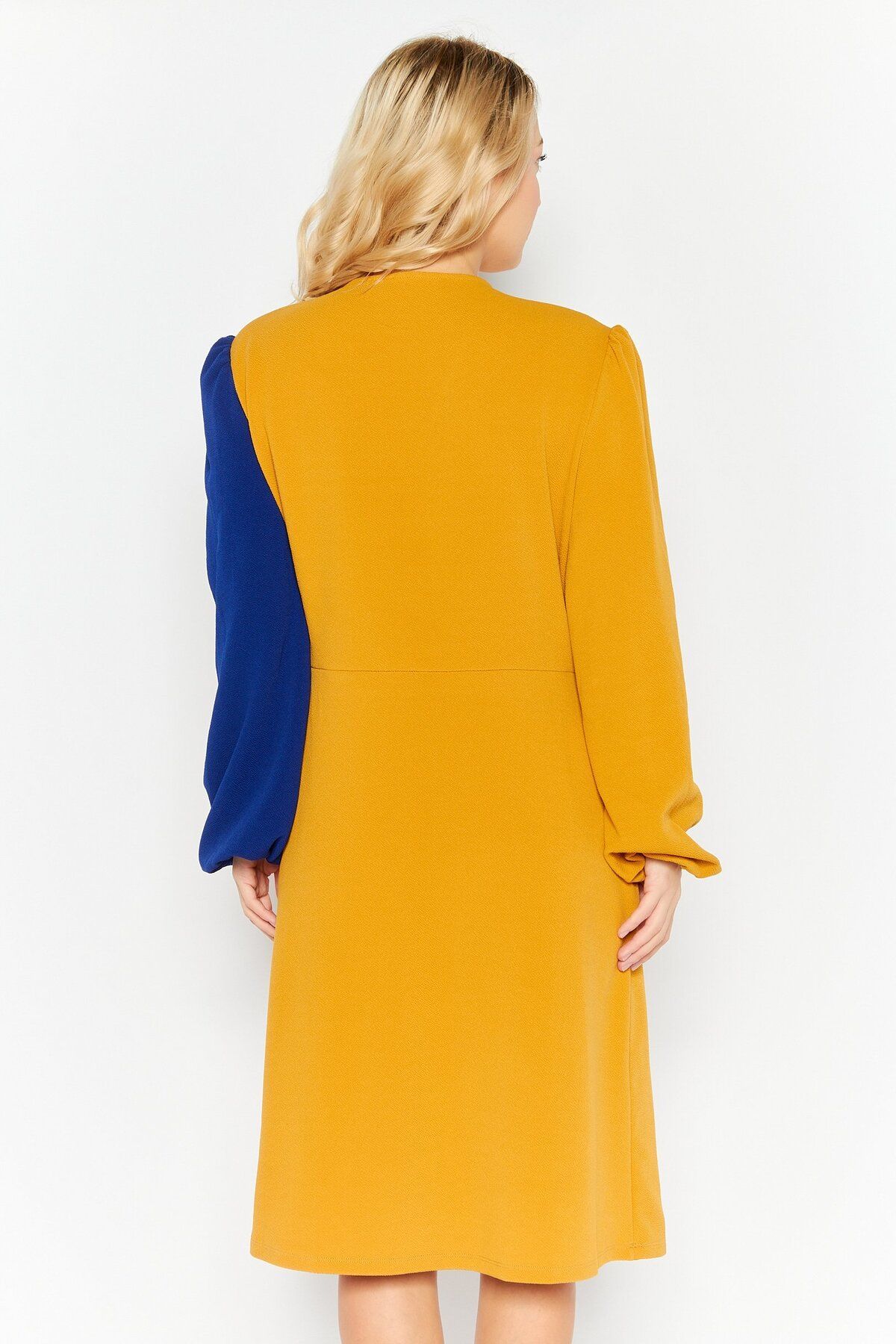 Kasper Women Textured Sheath Dress Kasper Gold Blue Trendyol