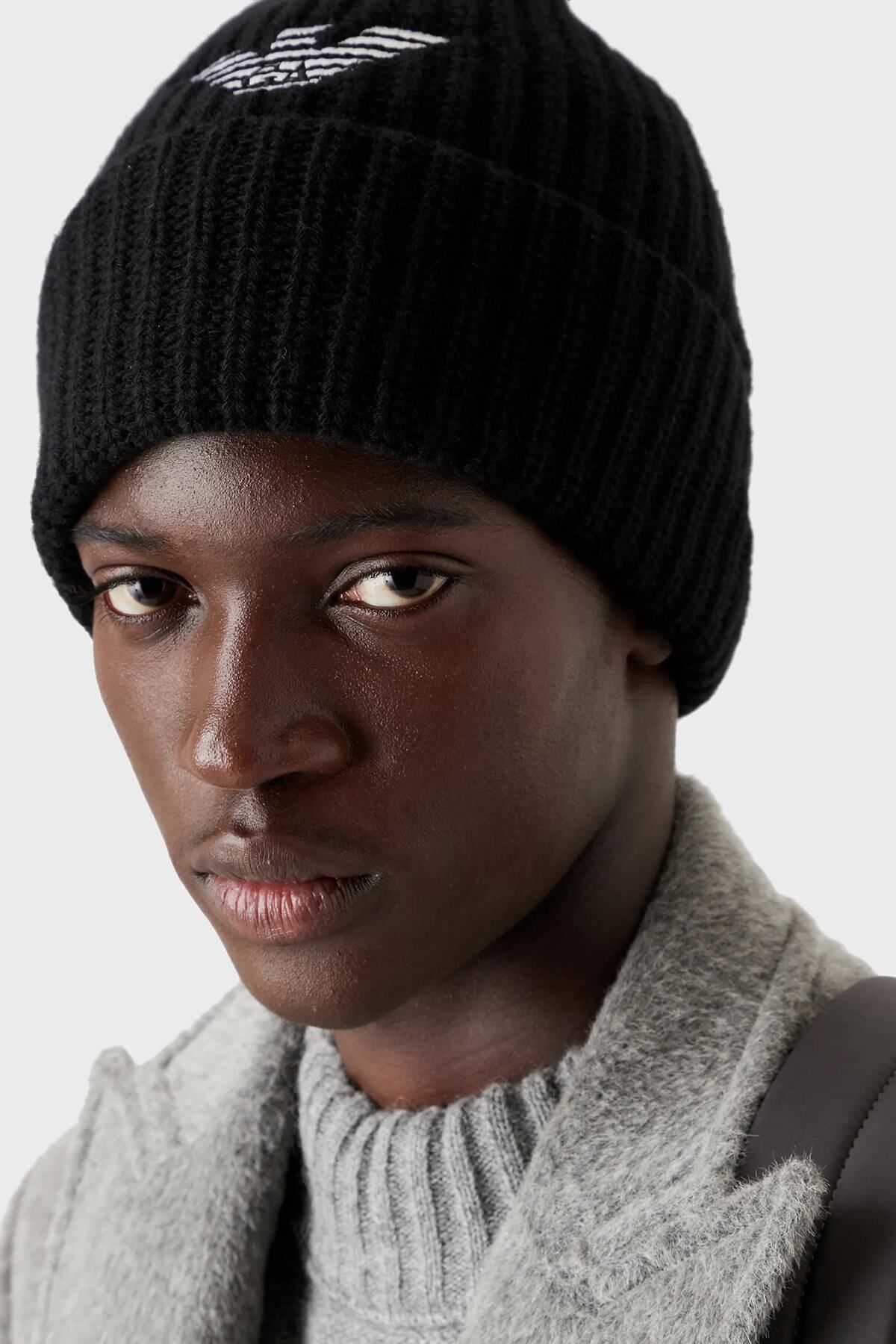 کلاه 100% پشمی با لوگو کلاه مردانه 627676 2f556 00020 Emporio Armani