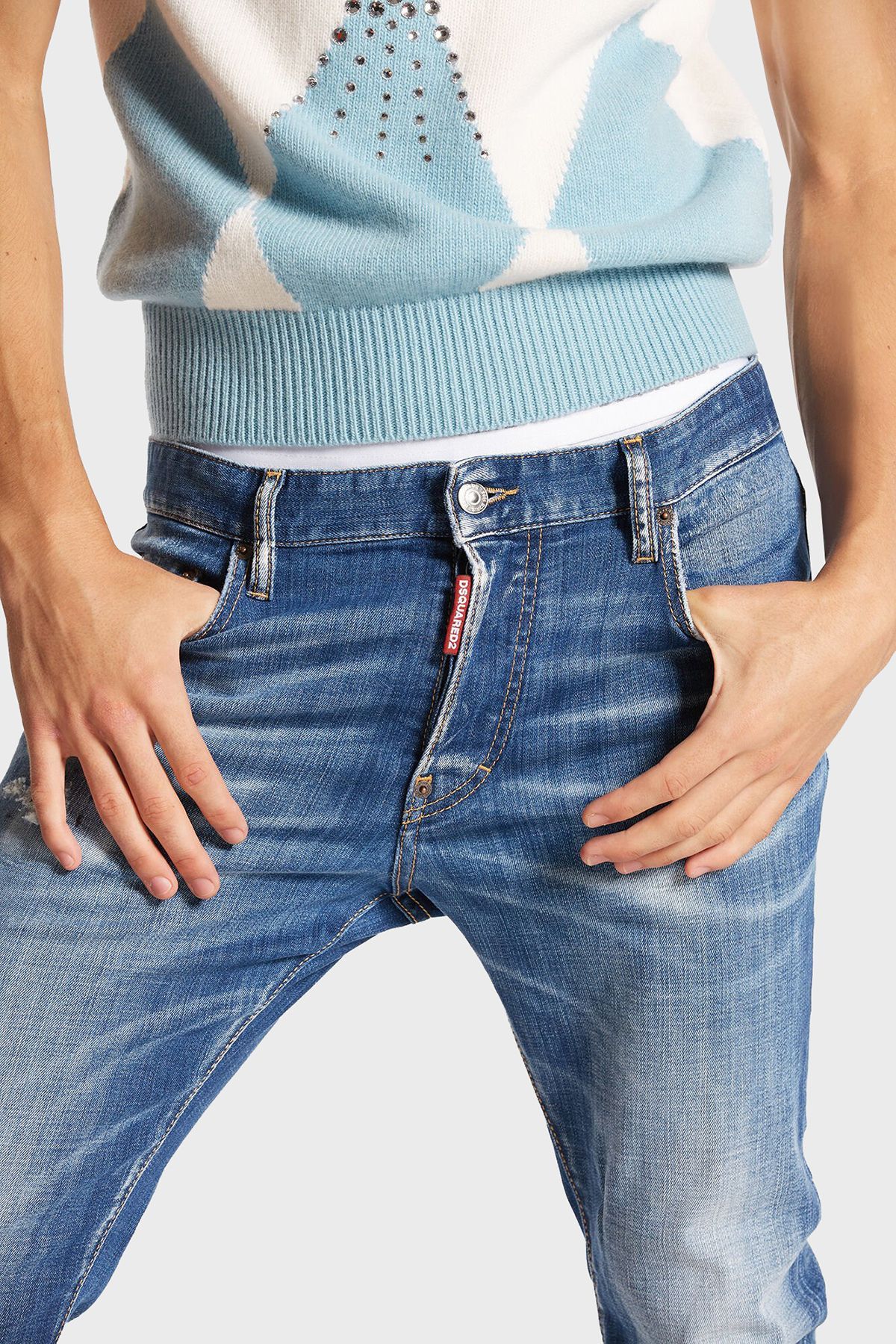 شلوار جین آبی مردانه SLIM FIT 470 DSquared2