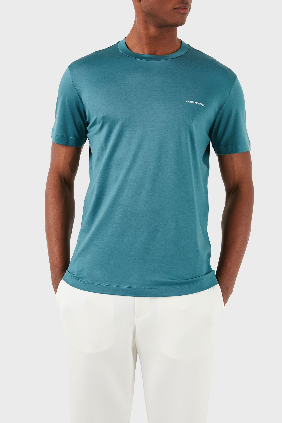 لوگو یقه خدمه پنبه ای ترکیبی تی شرت تناسب معمولی تی شرت مردانه 8N1TD8 1JUVZ 0 Emporio Armani
