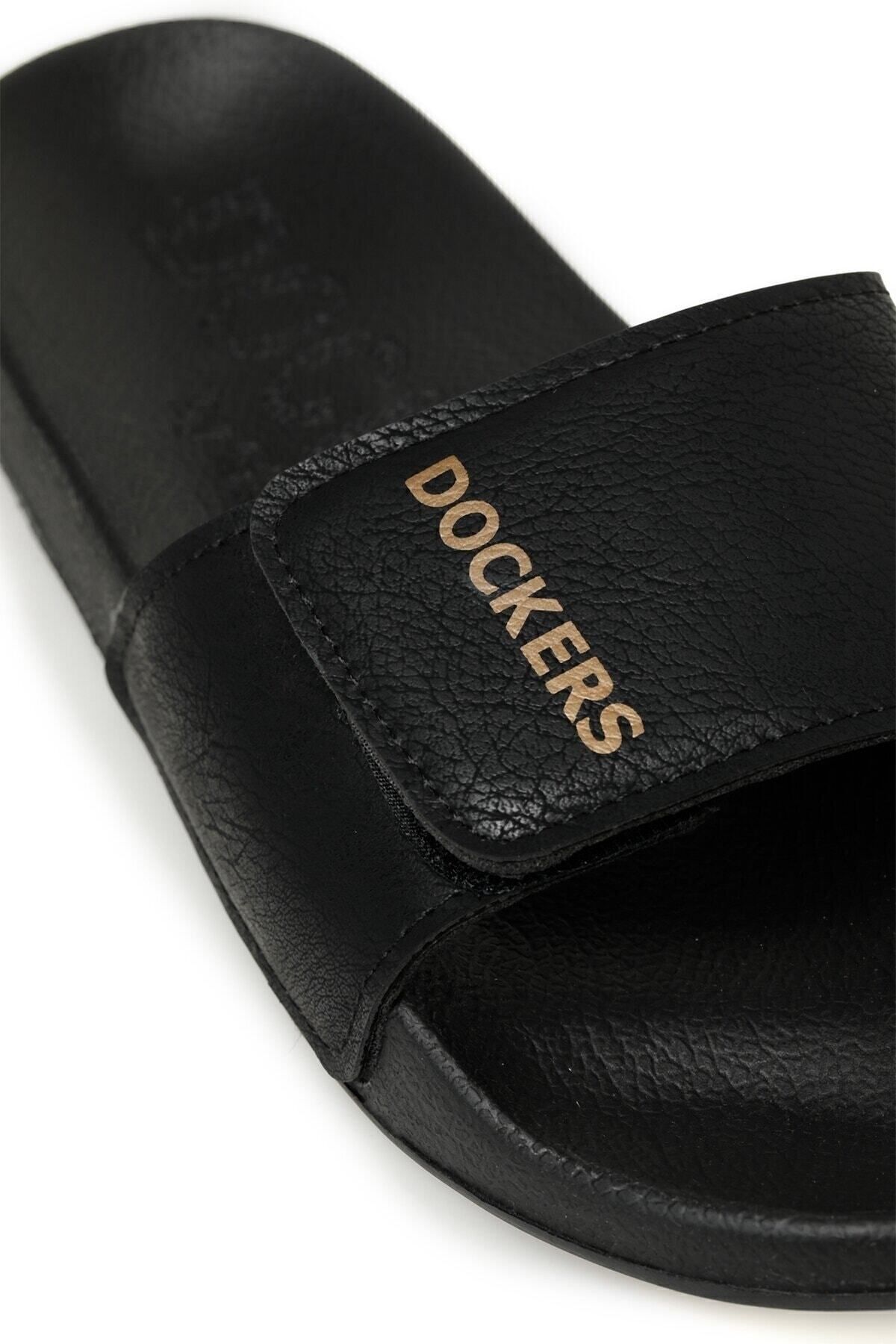 دمپایی سیاه مردانه 226324 3FX پوست اورجینال Dockers