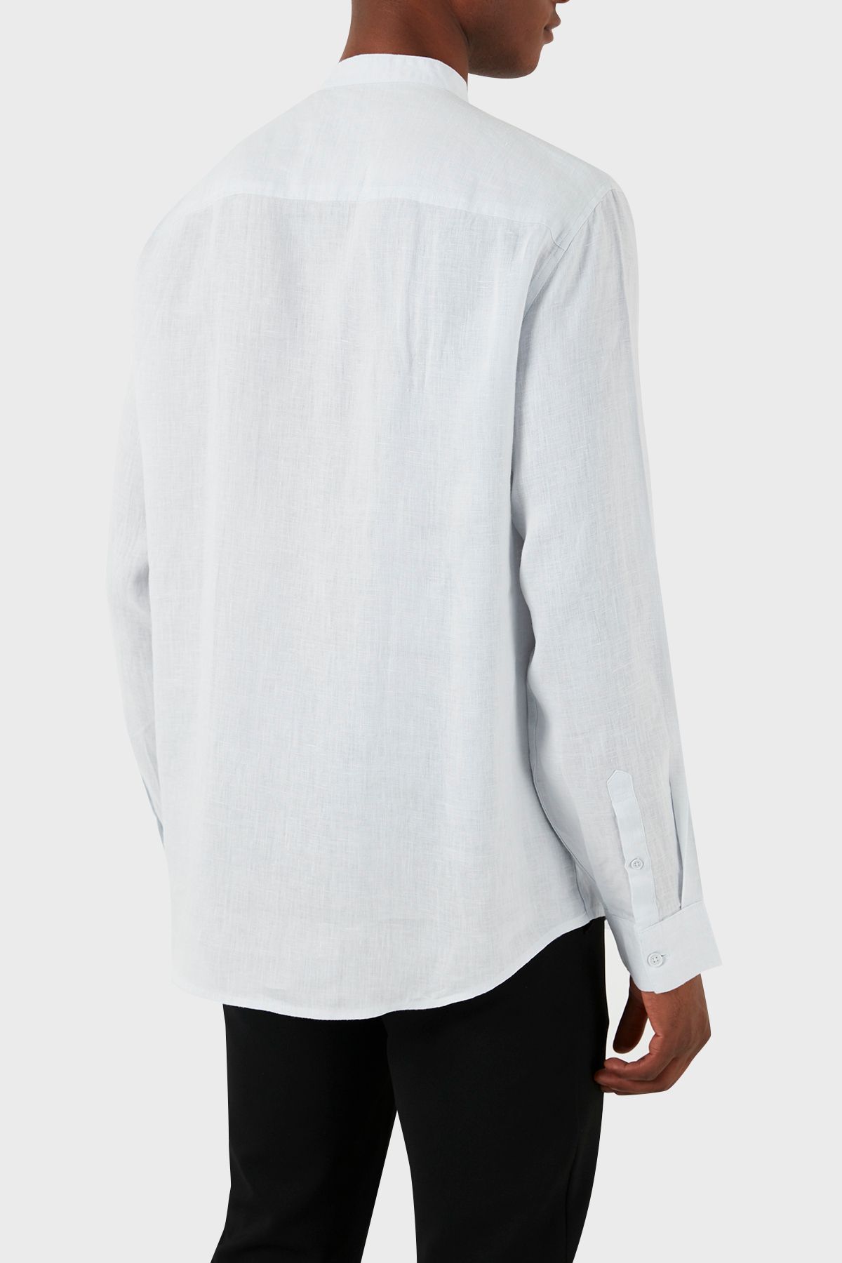 پیراهن / بلوز دکمه دار آبی مردانه 100 ٪ یقه غالب کتانی 8NZC66 ZNCFZ 15CZ Armani Exchange