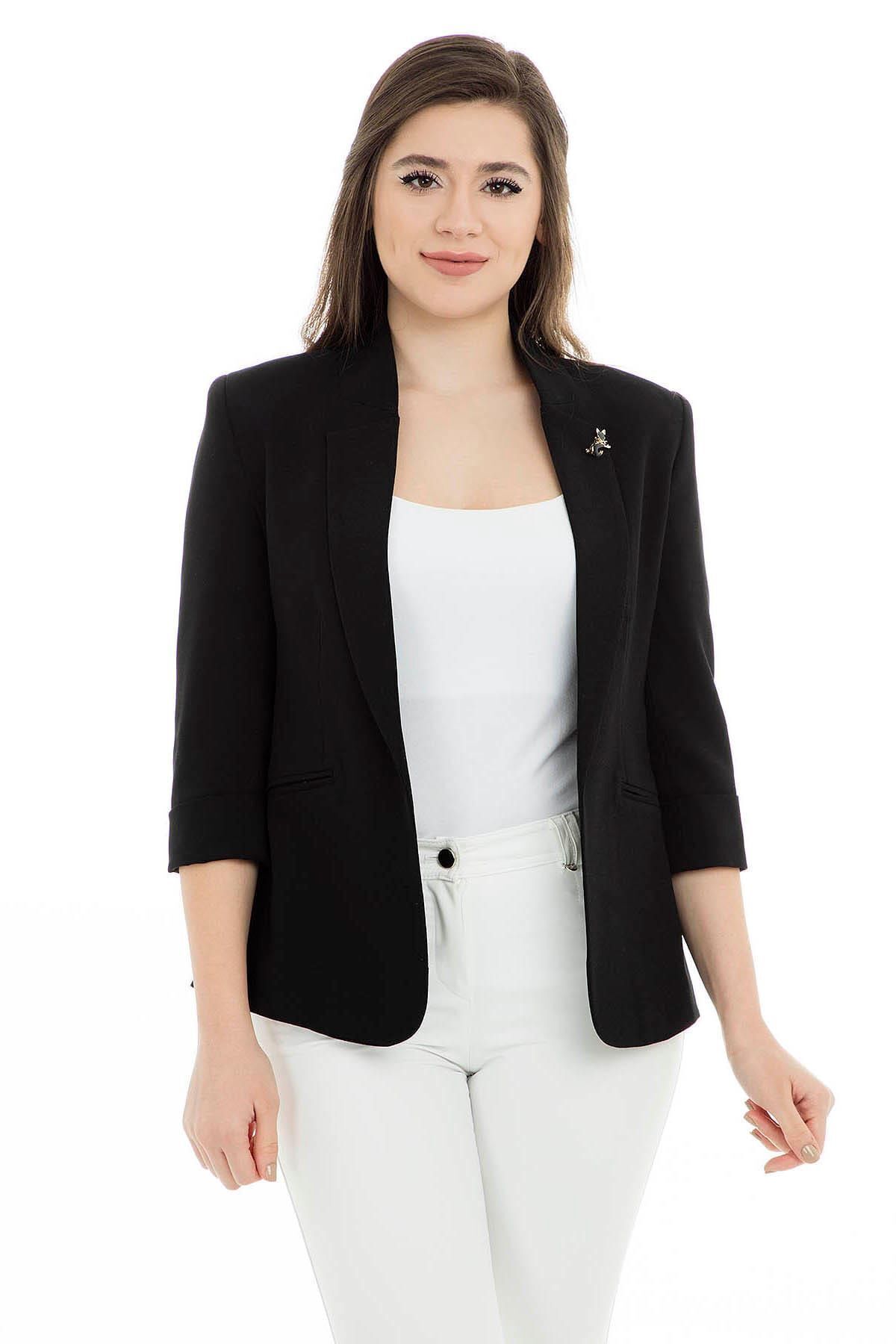 AYHAN-Jachetă neagră de damă - 04690179 3
