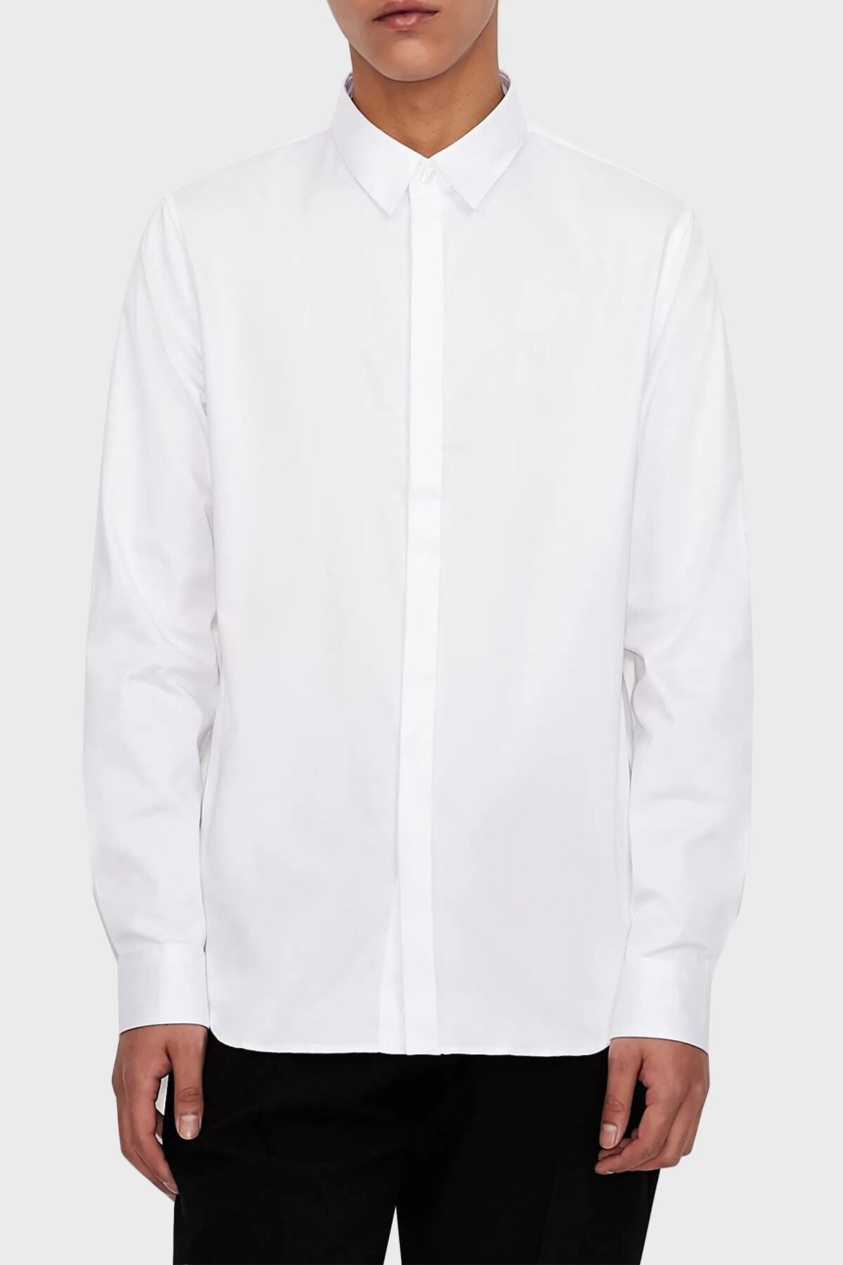 پیراهن مردانه اسلیم فیت نخی کش دار پیراهن مردانه 8nzcbd Zn10z 0113 Armani Exchange