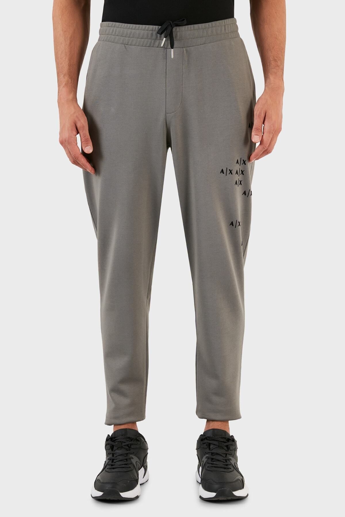 شلوار خاکستری مردانه کمر الاستیک پنبه ای مناسب و 6lzpas Armani Exchange