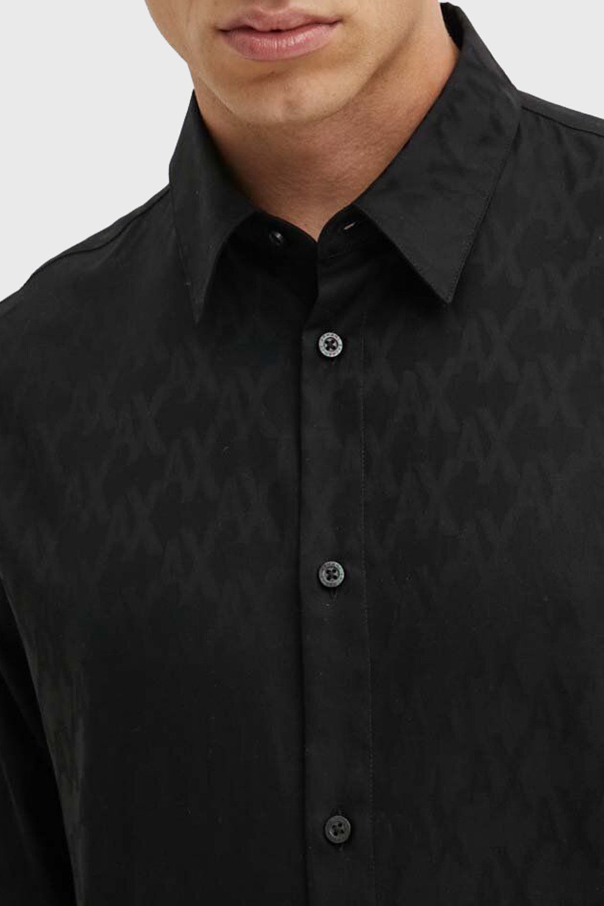 پیراهن / بلوز دکمه دار مشکی مردانه مناسب پنبه 6DZCL1 ZN5XZ 1200 Armani Exchange