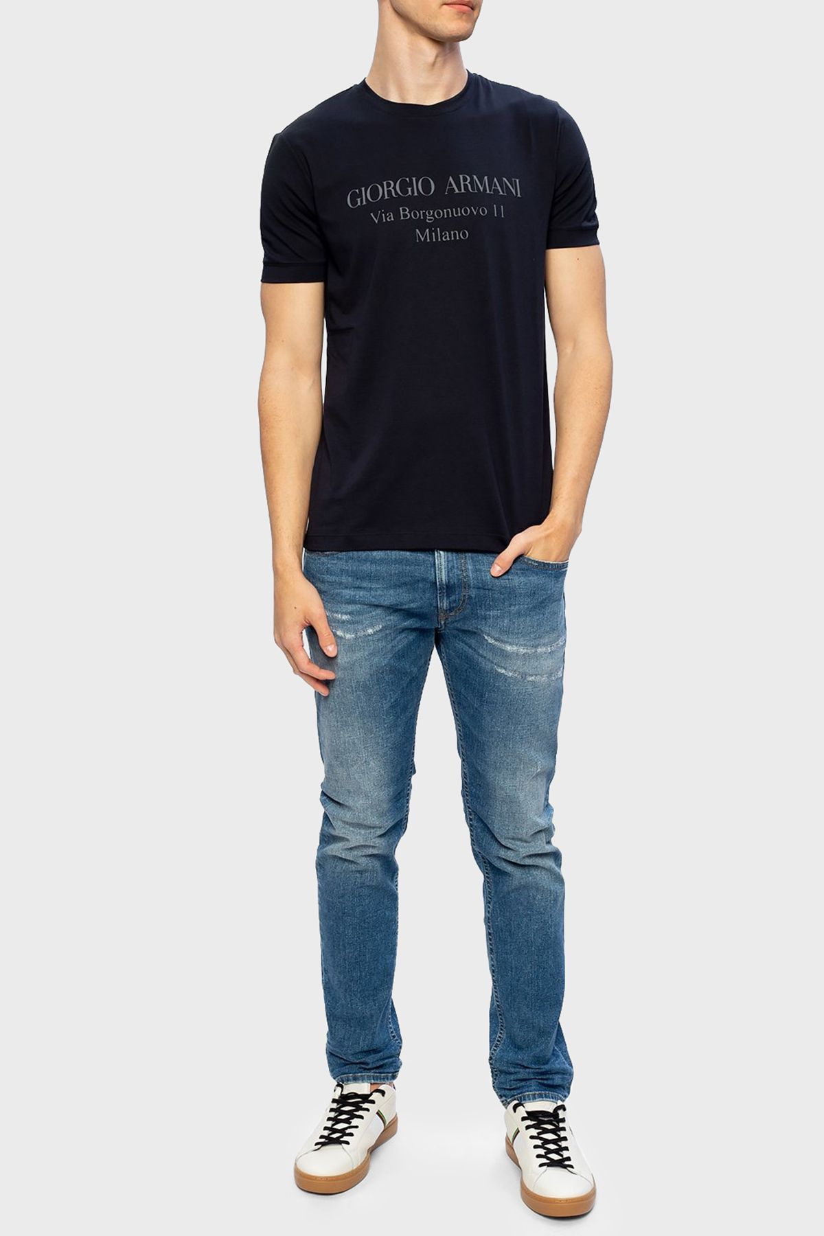 تی شرت آبی مردانه دوچرخه پنبه ای YAKA UBWF Giorgio Armani