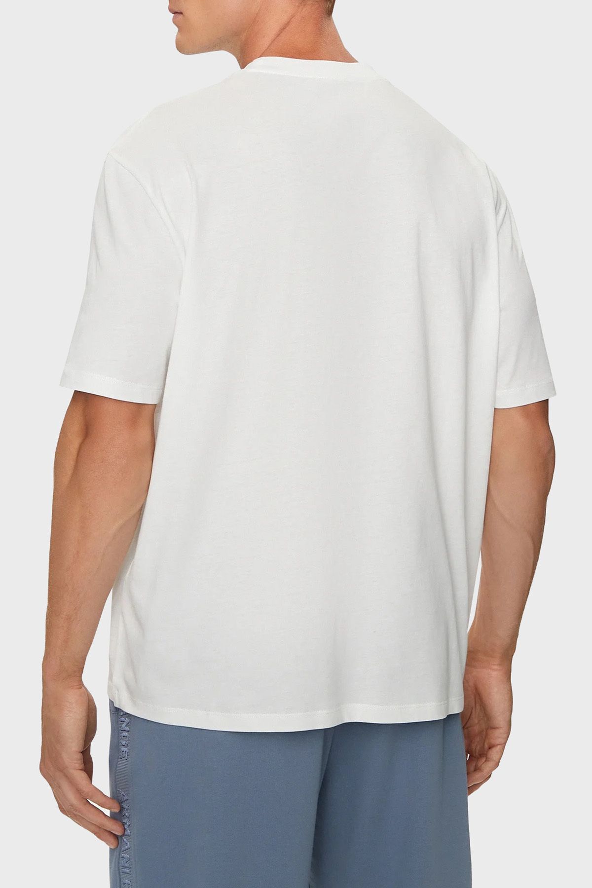 تی شرت سفید مردانه دوچرخه پنبه ای Yaka 6dztbd zj3vz 1116 Armani Exchange