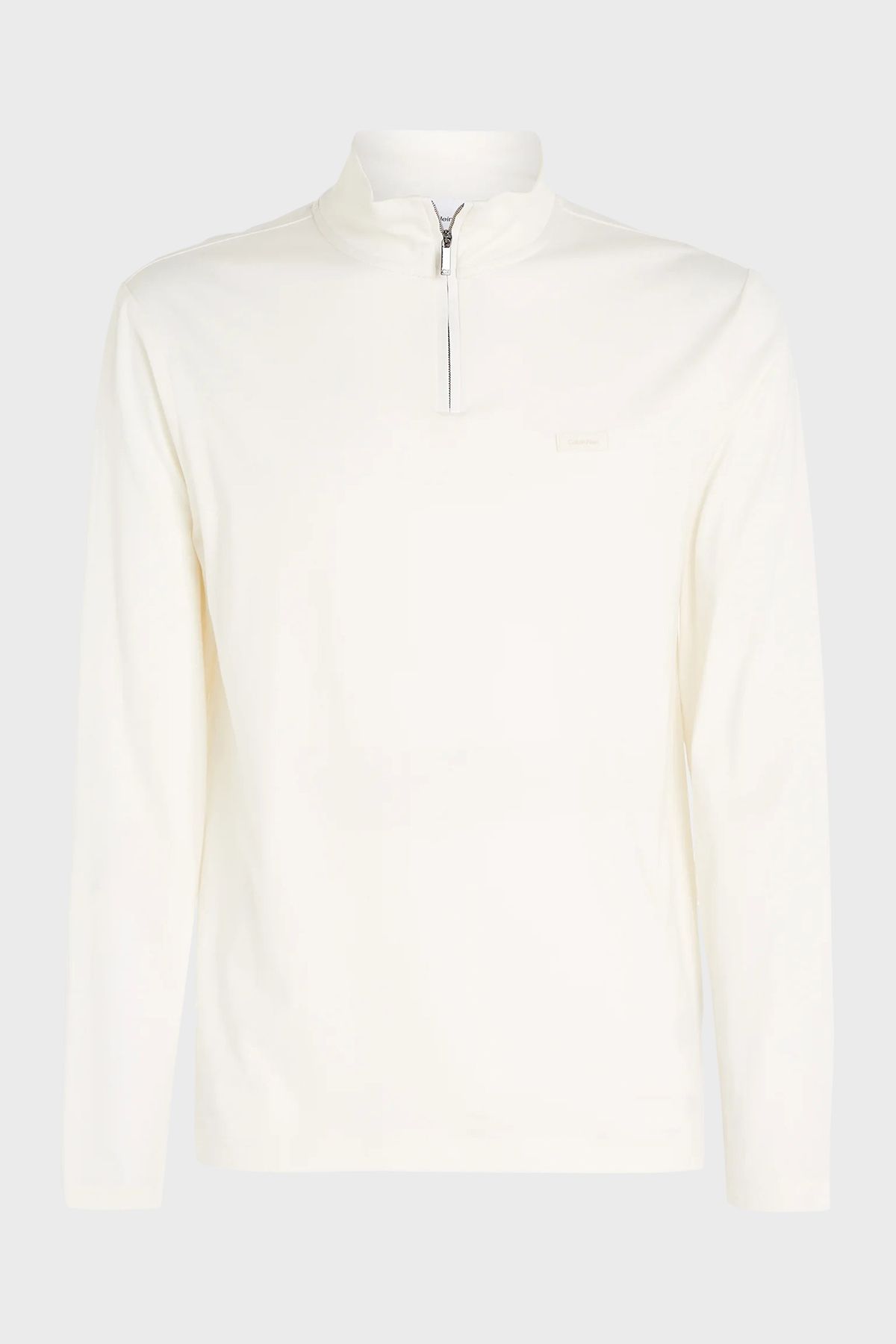 سویشرت سفید مردانه یقه Zippered Upright 100 ٪ پنبه معمولی عرق مناسب Calvin Klein