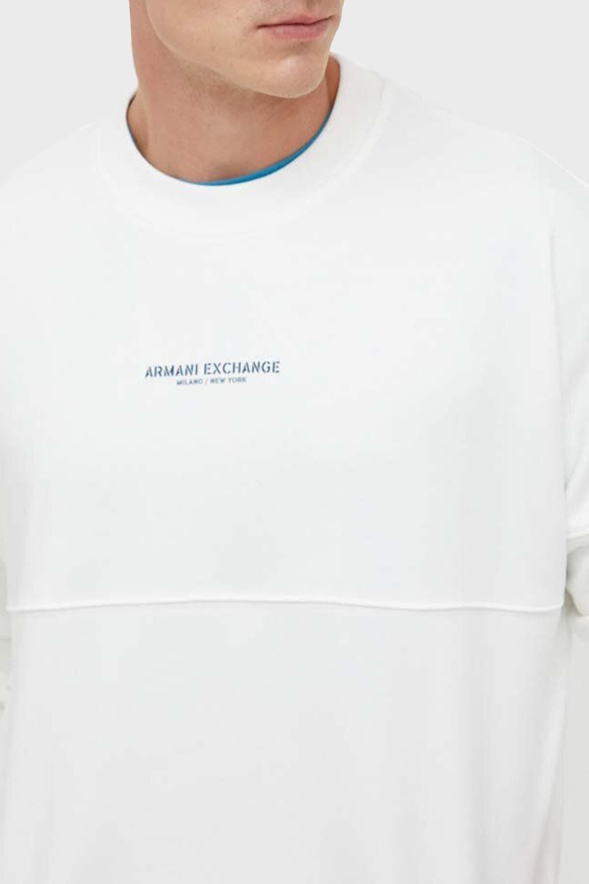 سویشرت سفید مردانه دوچرخه سواری پشتی پنبه ای مناسب عرق 6rzmlg zj4xz 91ae Armani Exchange