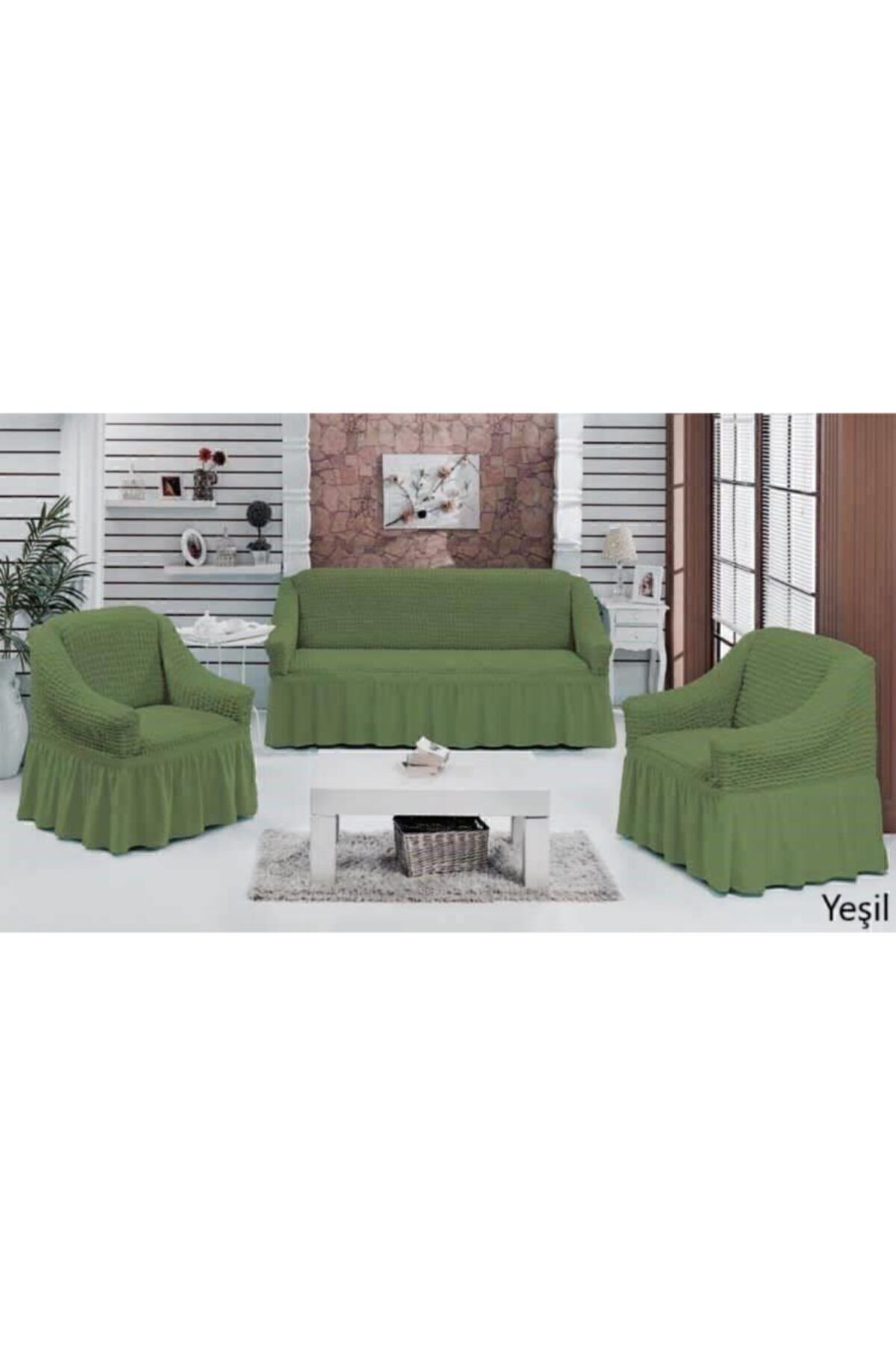 روکش مبل سفید 3 1 پوشش صندلی پنبه سبز Karna Home