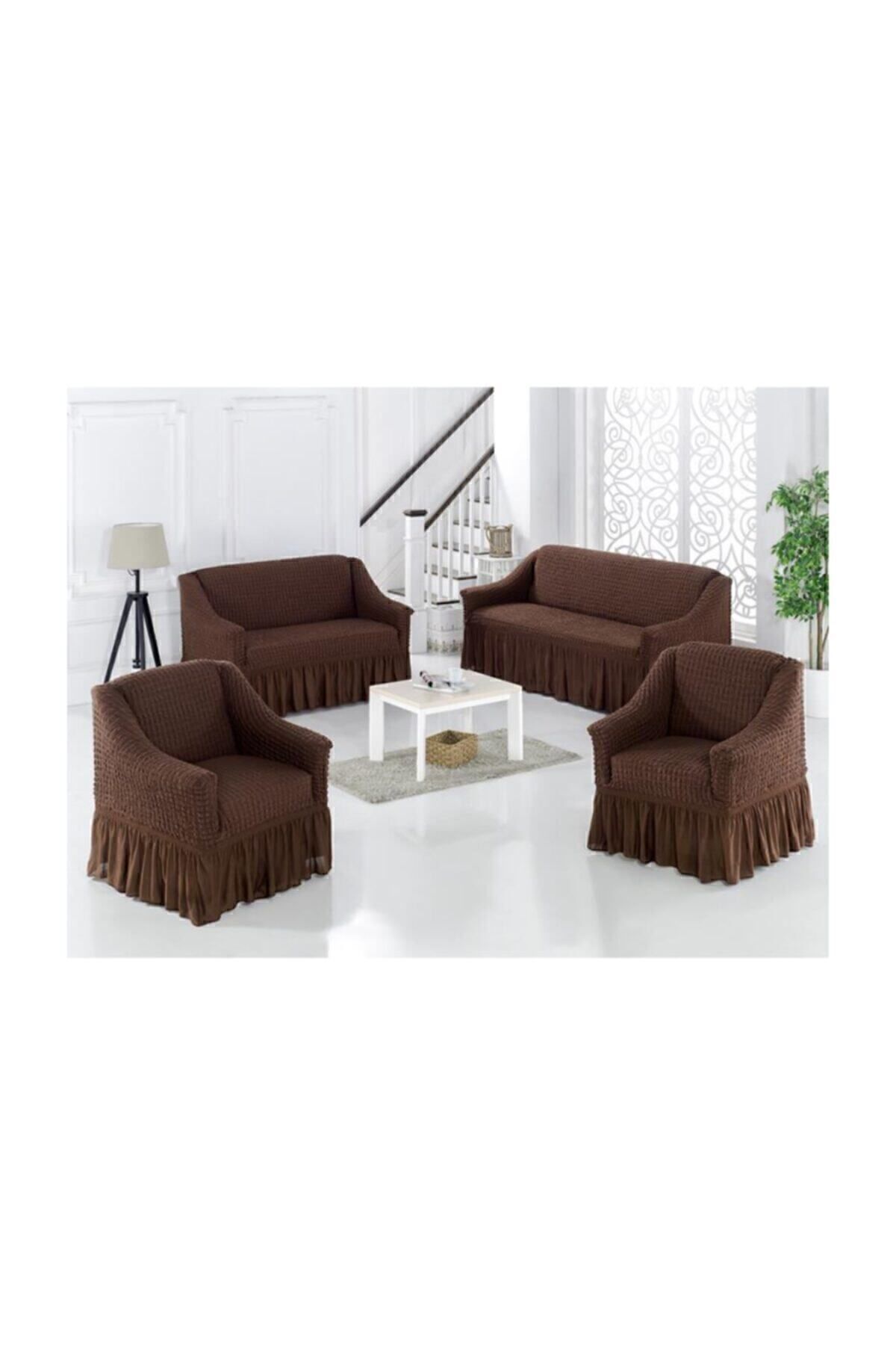 روکش مبل سفید پنبه 3+2+1+1 صندلی اورجینال Karna Home