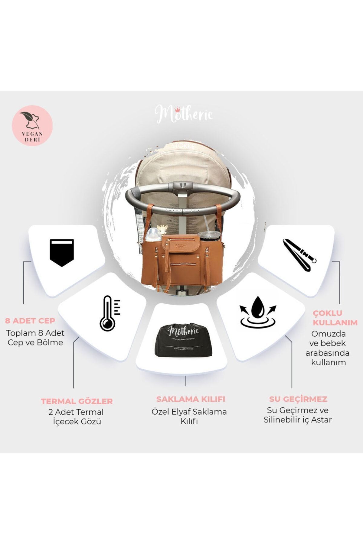 Genel Markalar Taba Bebek Arabası Organizer Omuz Askılı Bakım Çantası, Puset Düzenleyici Organizatörü fotoğrafı 3 (önizleme)