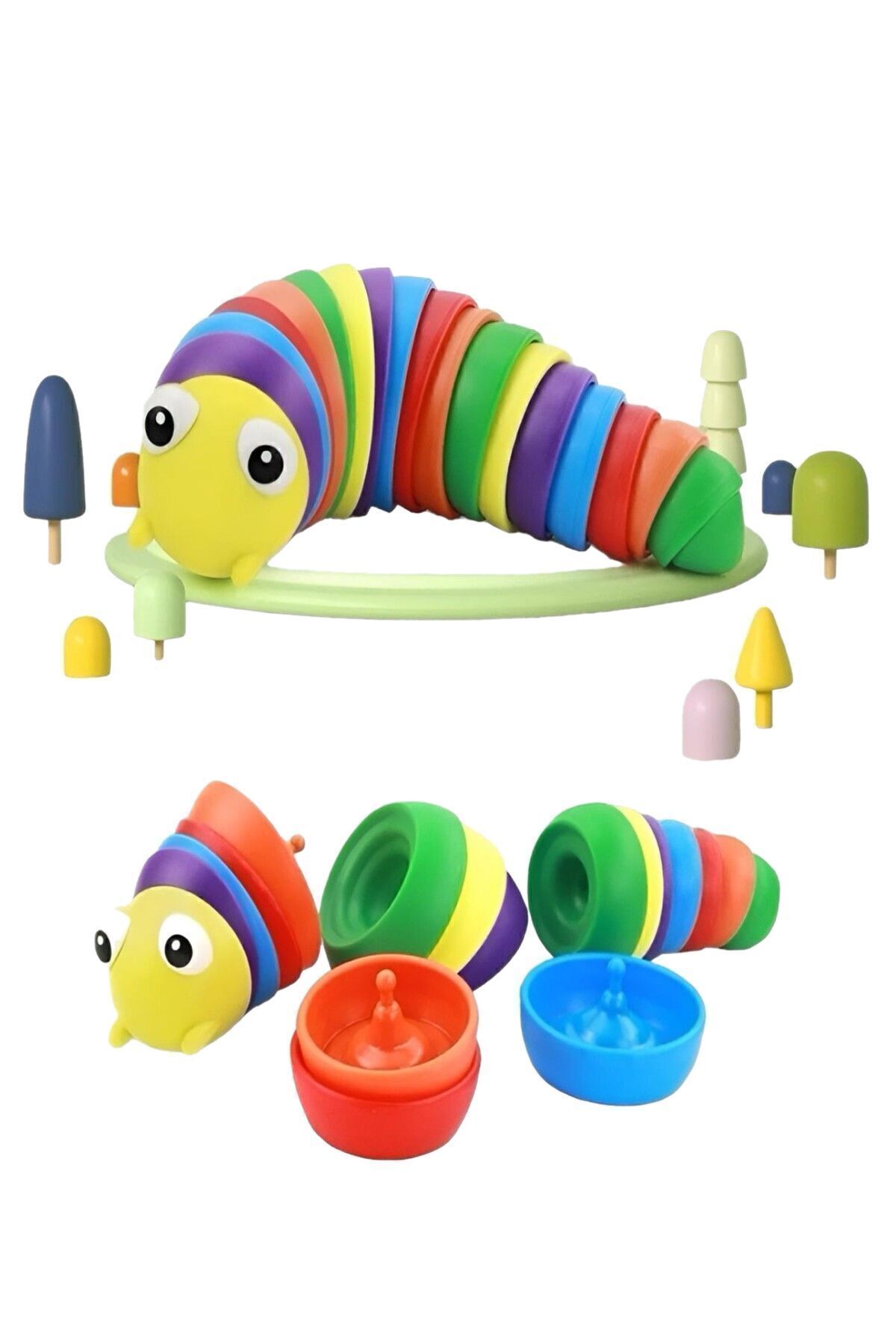 Bundeba Oyuncak Tırtıl Söktak Eğlenceli, Stres ve Anksiyete Giderici Montessori Renkli Tırtıl Oyuncağı fotoğrafı 6 (önizleme)