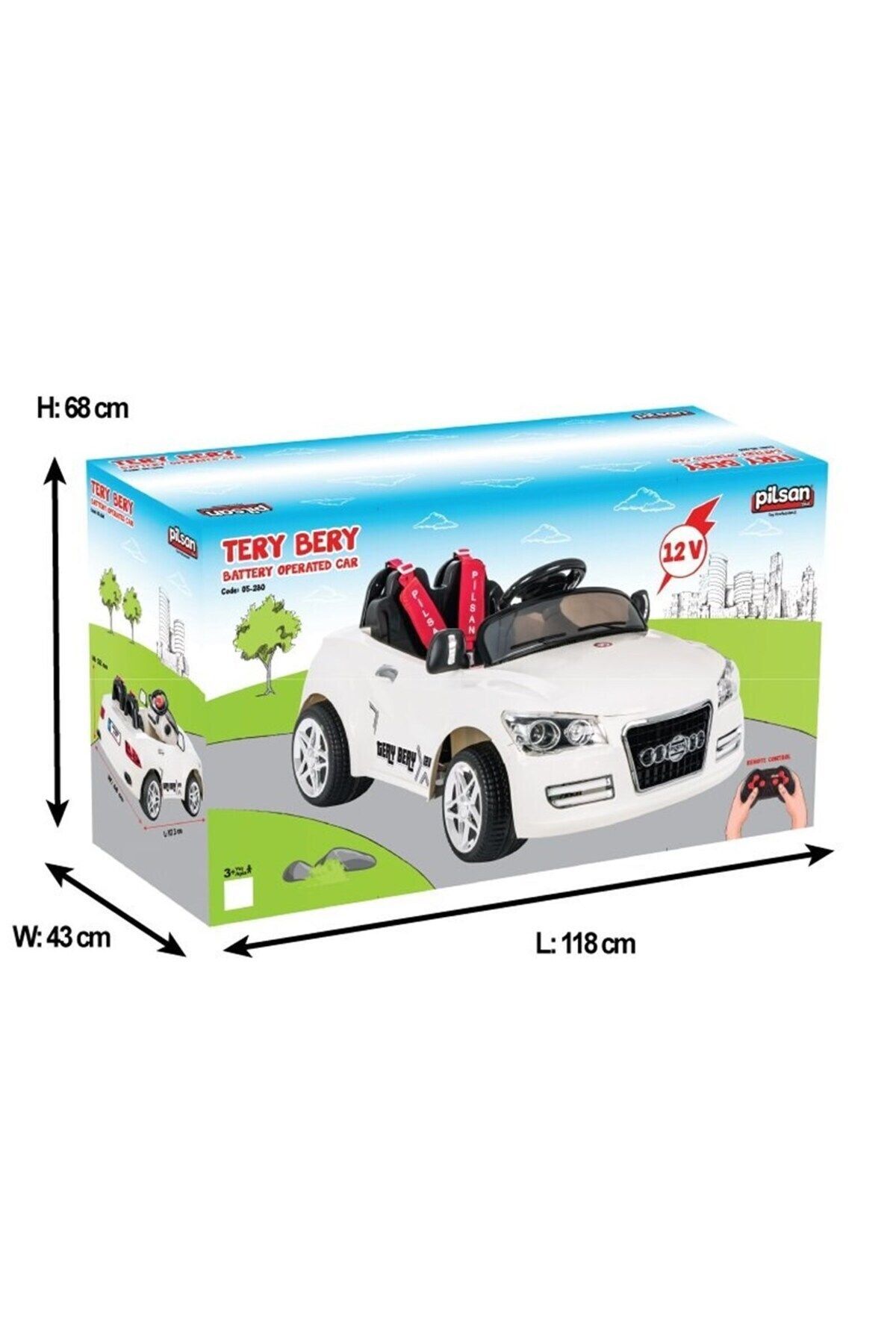 Pilsan Tery Bery 12v Uzaktan Kumandalı Akülü Araba 05 280 (BEYAZ)