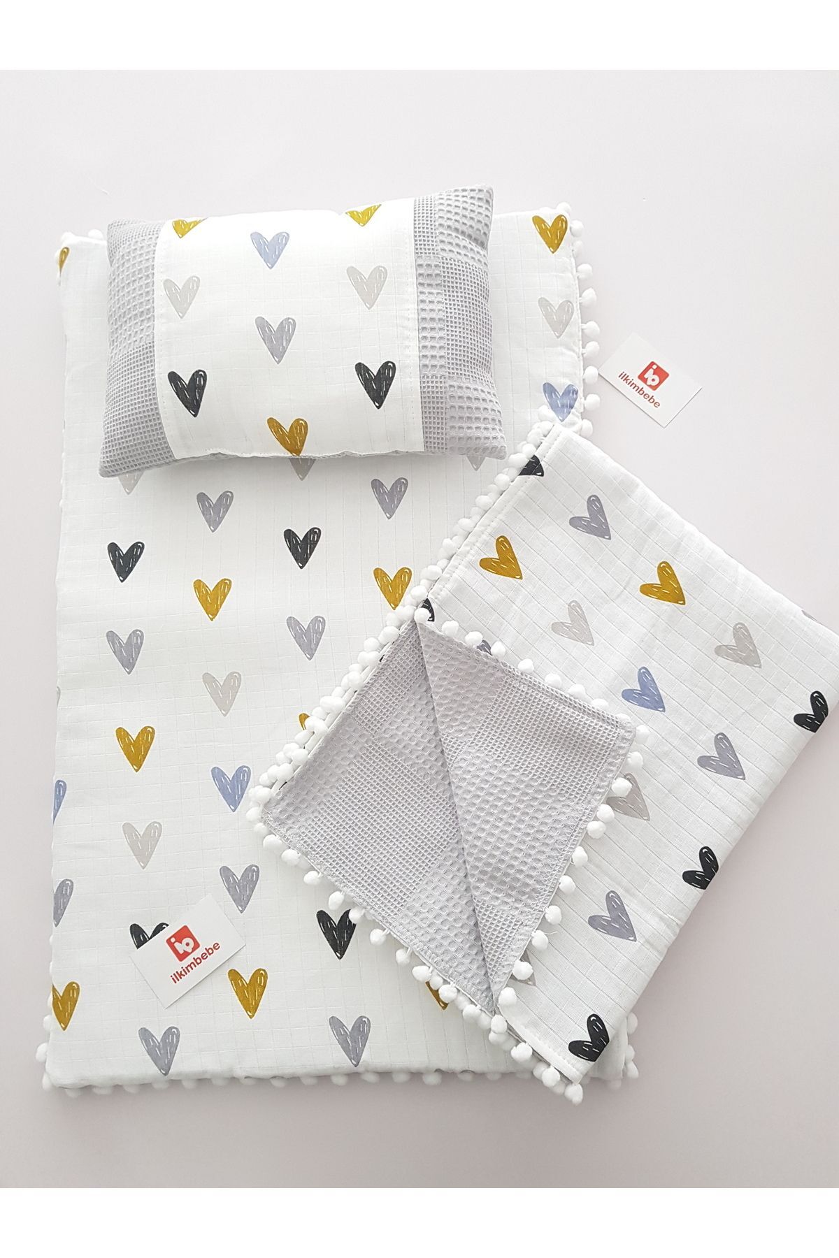 Battaniyeli Bebek Alt Açma Seti, Minderi , Müslin, Bebek Yastığı, Yenidoğan, Beşik , Bebek Ürünleri