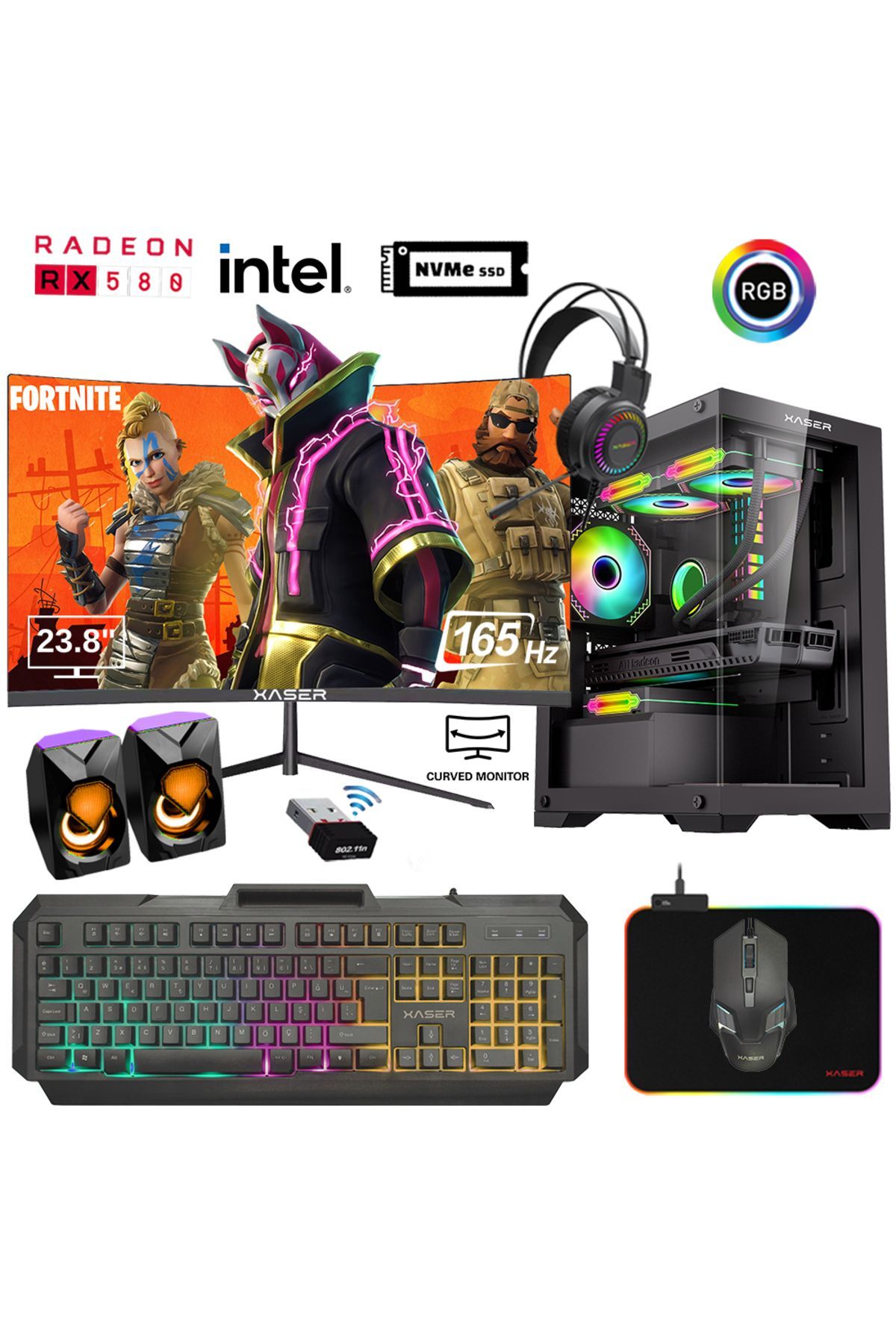 Xsr869 I7 4770 16gb Ram 512gb Nvme Ssd 8gb Rx580 23.8" 165hz Performans Masaüstü Oyuncu Bilgisayarı