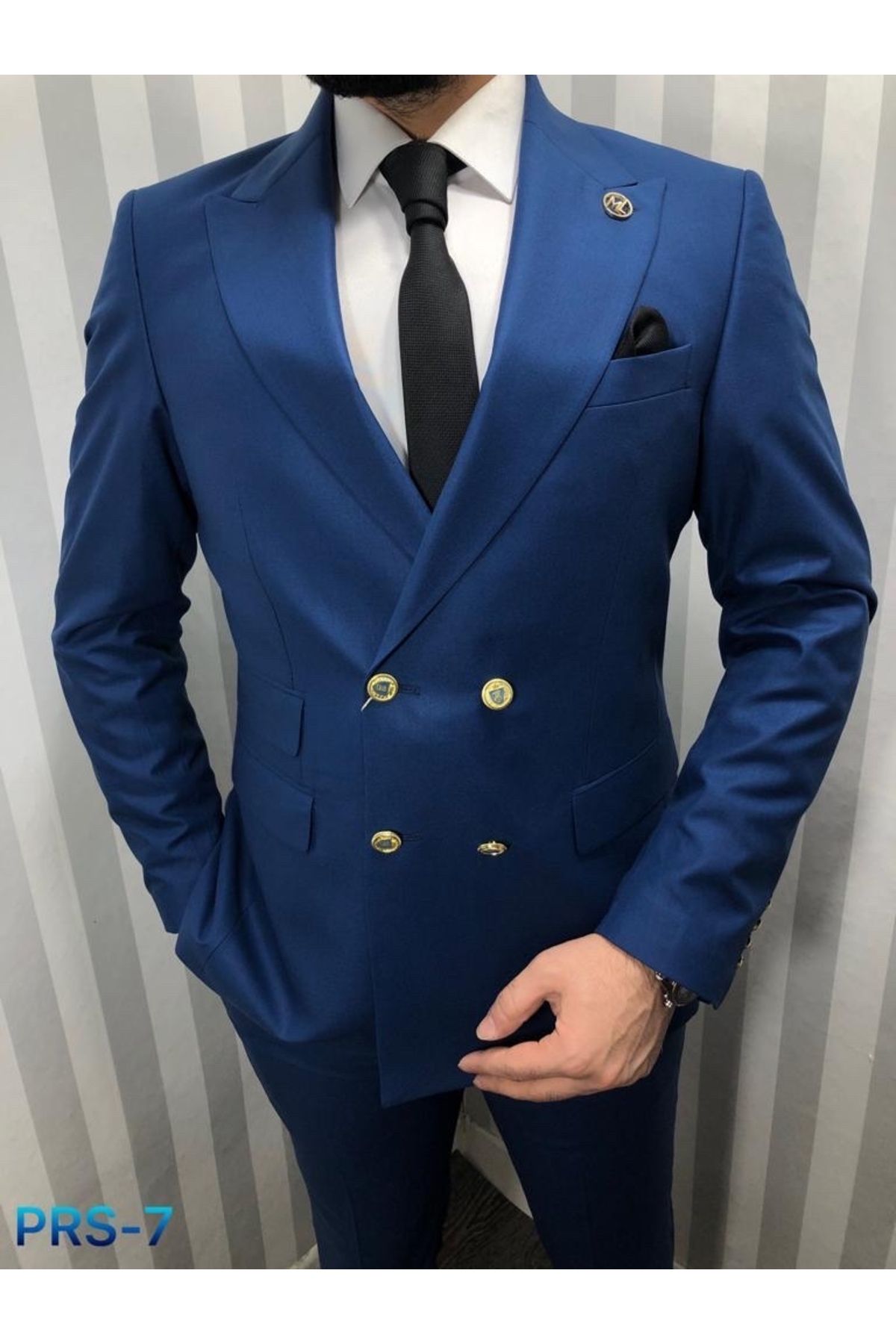 Kruvaze Slim Fit Takım Elbise — سرمه‌ای sz234 — تصویر 2 از 2