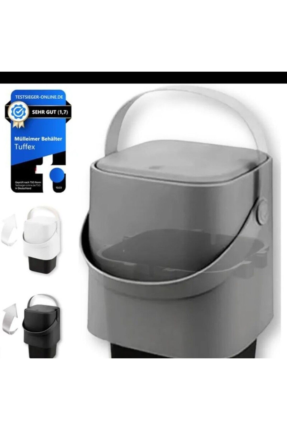 Orvila-4 Lt Capacity - Kitchen Trash Can with Handle and Inner Bucket, Countertop with Automatic Click Lid 3