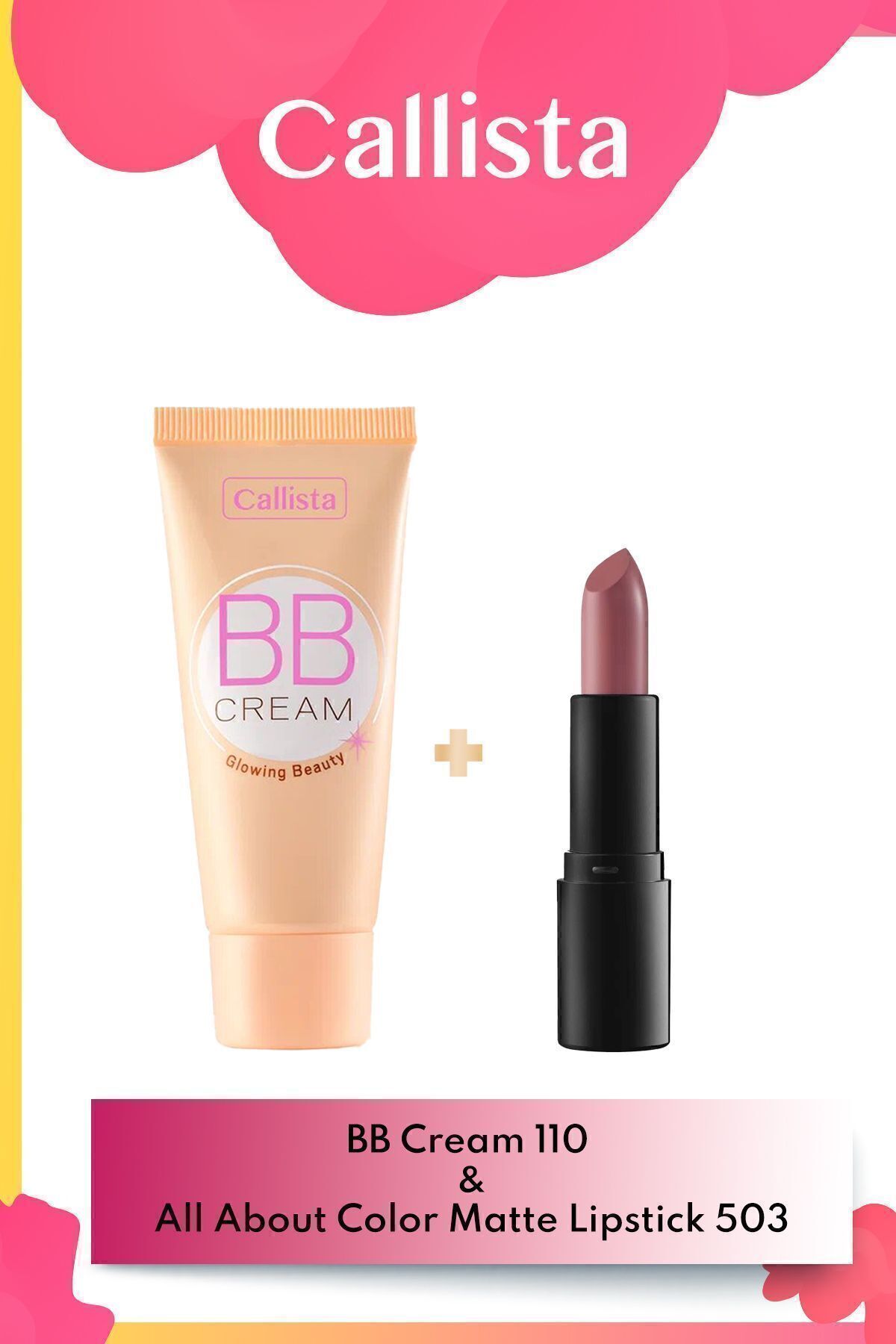 BB Cream 110 Açık & All About Color Matte Ruj 503 Table For Two - Pembe Makyaj Seti