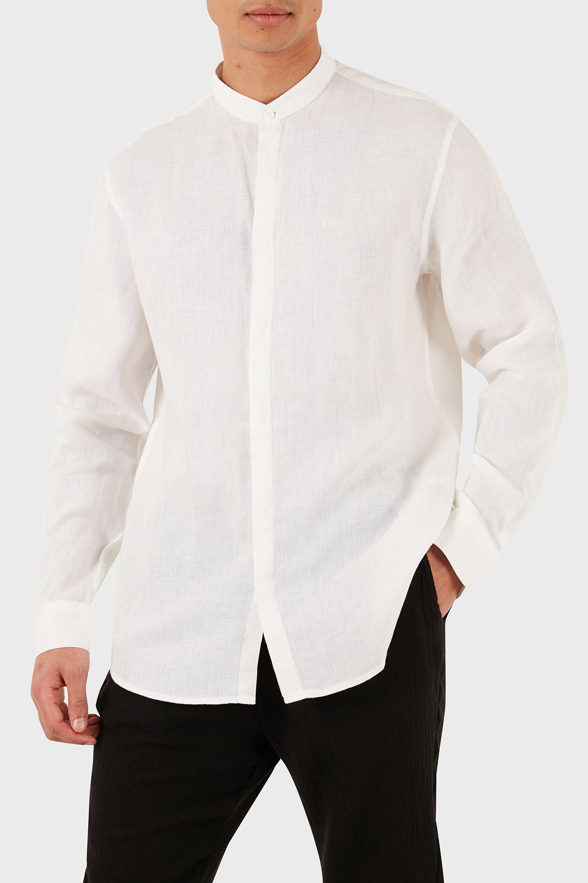 پیراهن / بلوز دکمه دار سفید مردانه کتانی لباس به طور منظم 8NZC66 ZNCFZ 1100 Armani Exchange