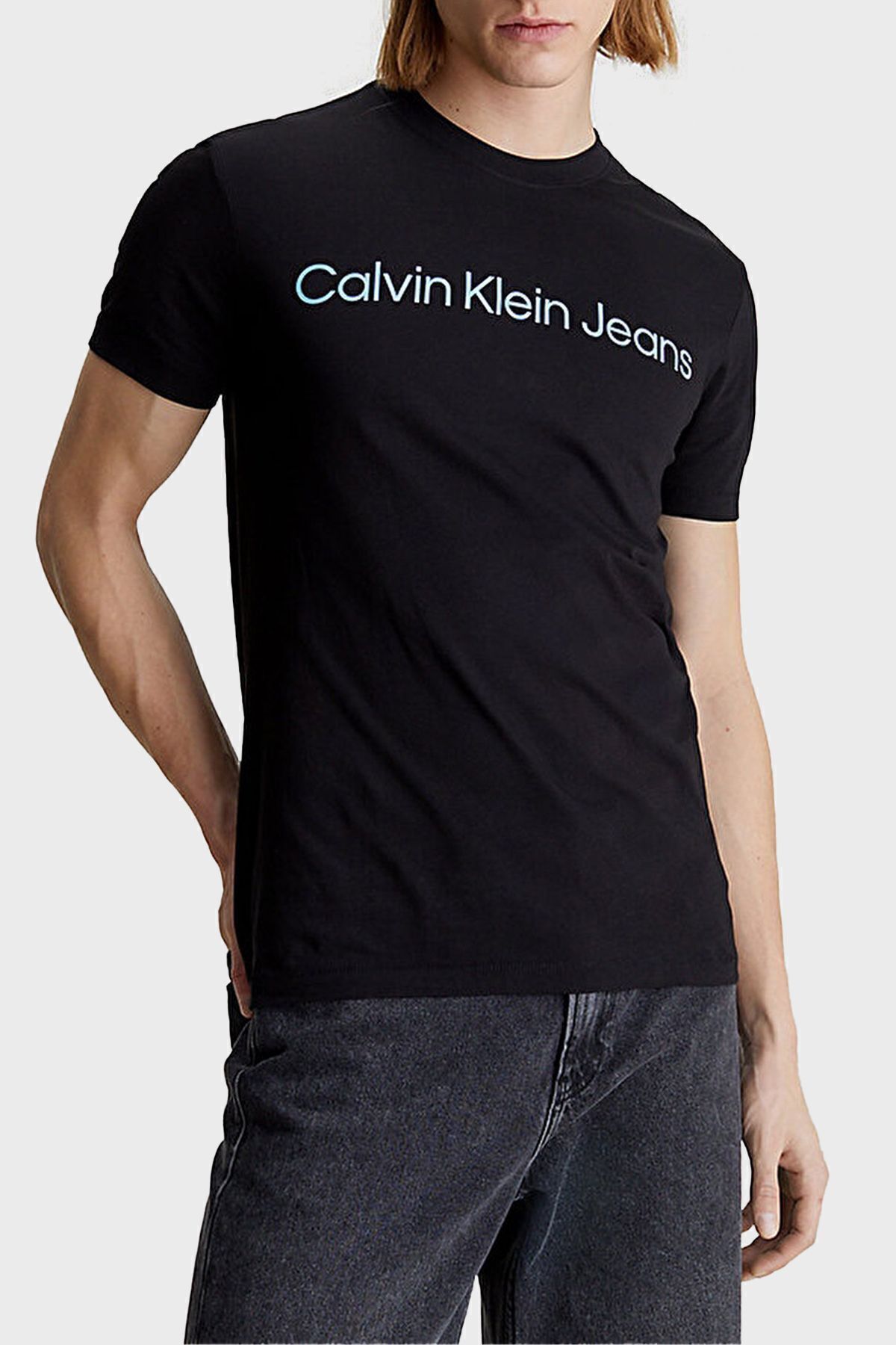تی شرت مشکی مردانه پنبه ارگانیک Slim Fit Tring J30J322344BEH Calvin Klein