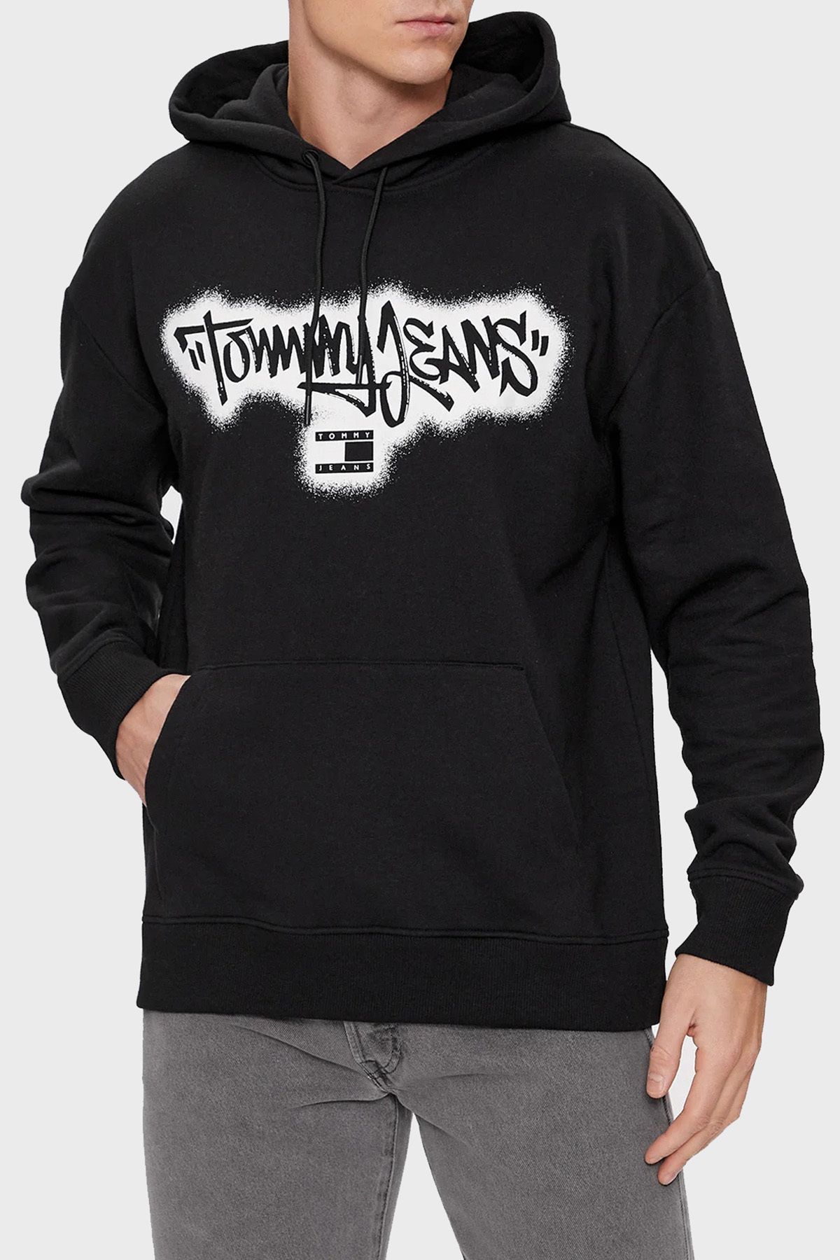 SWEAT مردانه SWEAT DM0DM18419 BDS کلاهدار ریلکس فیت نخی Tommy Jeans