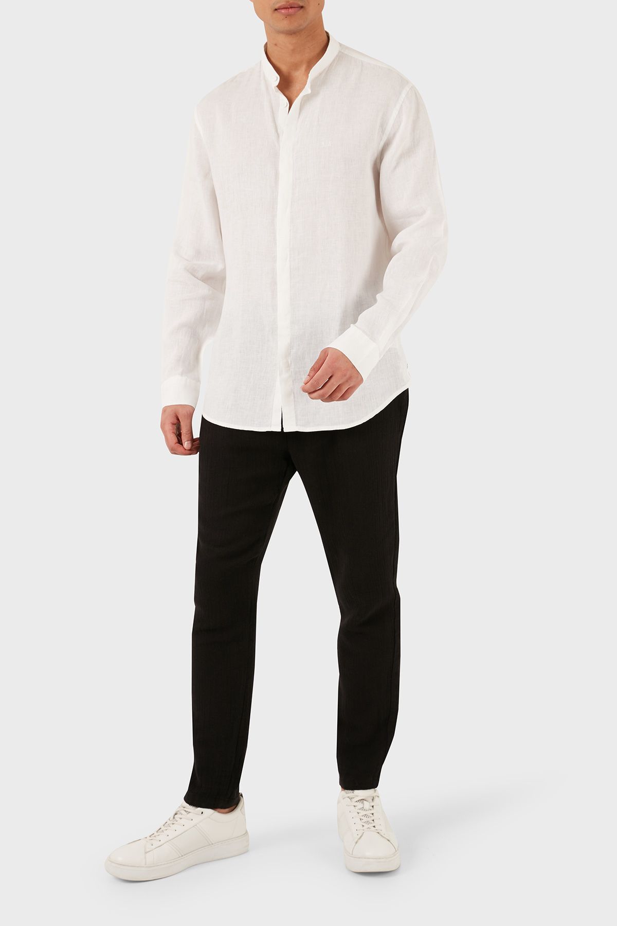 پیراهن / بلوز دکمه دار سفید مردانه کتانی لباس به طور منظم 8NZC66 ZNCFZ 1100 Armani Exchange