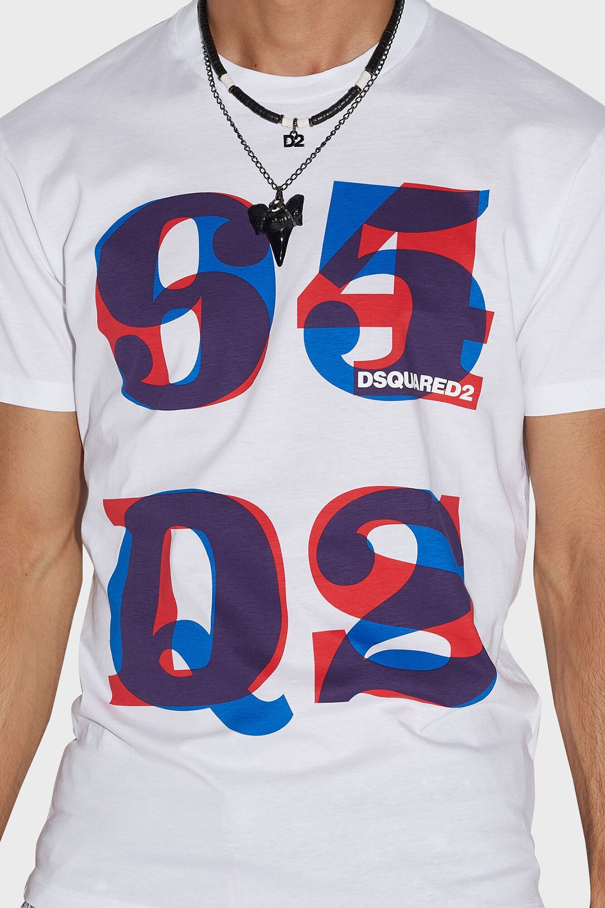 تی شرت سفید مردانه یقه دوچرخه 100 ٪ پنبه معمولی مناسب T 'S DSquared2
