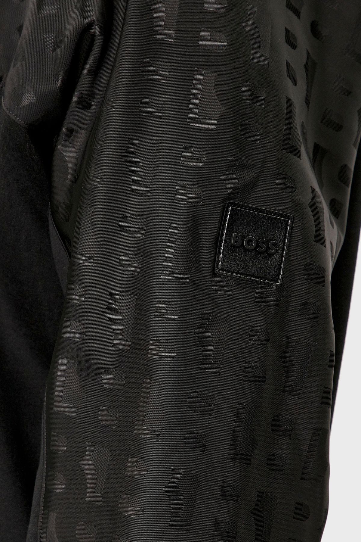سویشرت مشکی مردانه پنبه آرم Zipper Hasted Mixed Fit Sweat عرق 001 BOSS