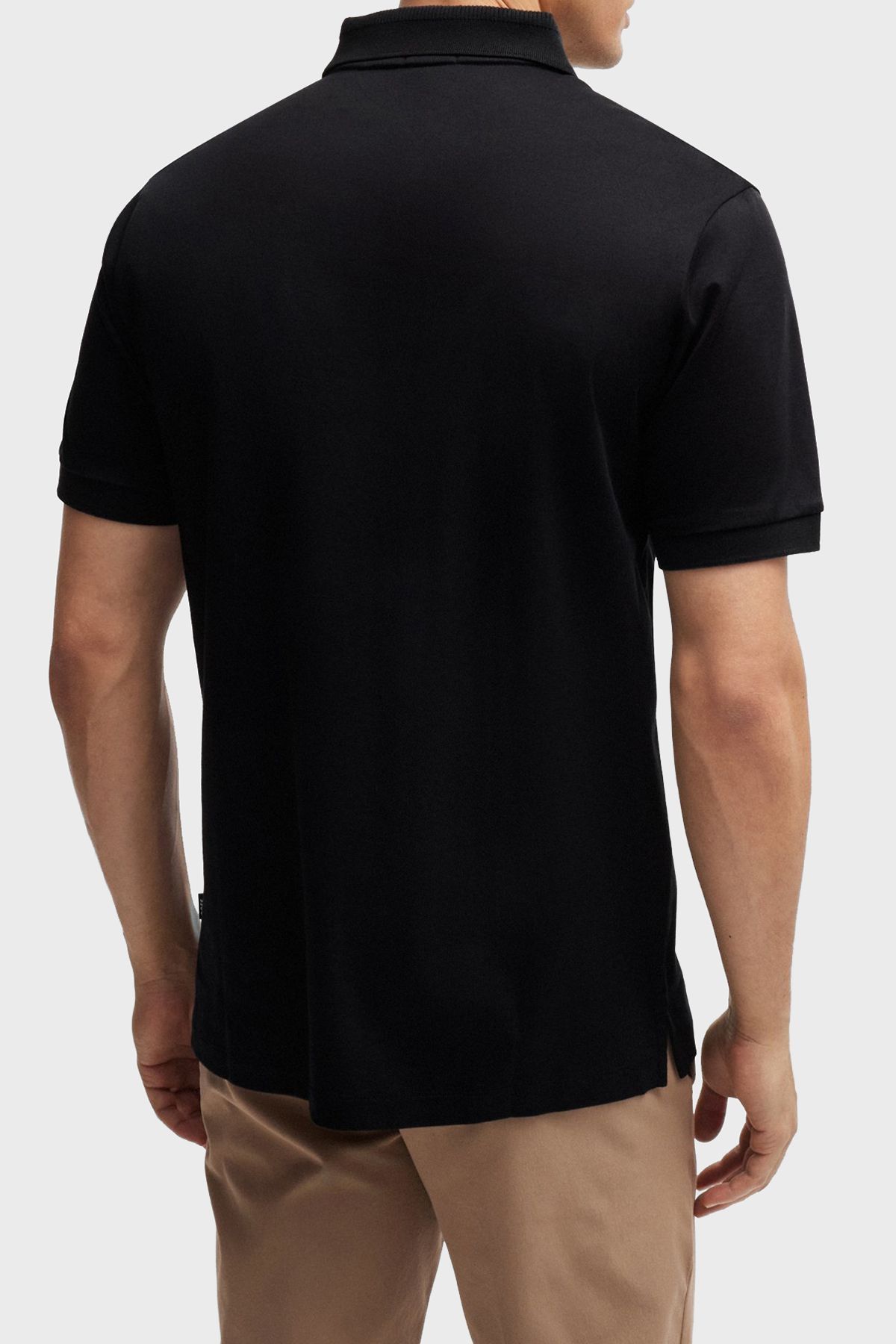 تی شرت یقه پولو مشکی مردانه پنبه اسکینی فیت Zipper Polo Yaka Tring 's 001 BOSS