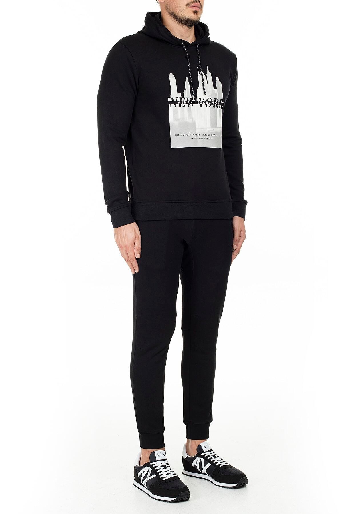 شلوار گرمکن مشکی مردانه تروتتر سیاه در زیر لباس های لاستیکی Armani Exchange